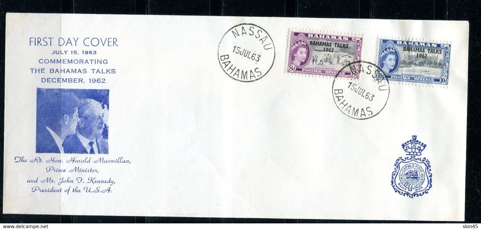 Bahamas #181-182 FDC Talks MacMillan JFK John Kennedy 1963 Nassau 10987 - Sonstige & Ohne Zuordnung