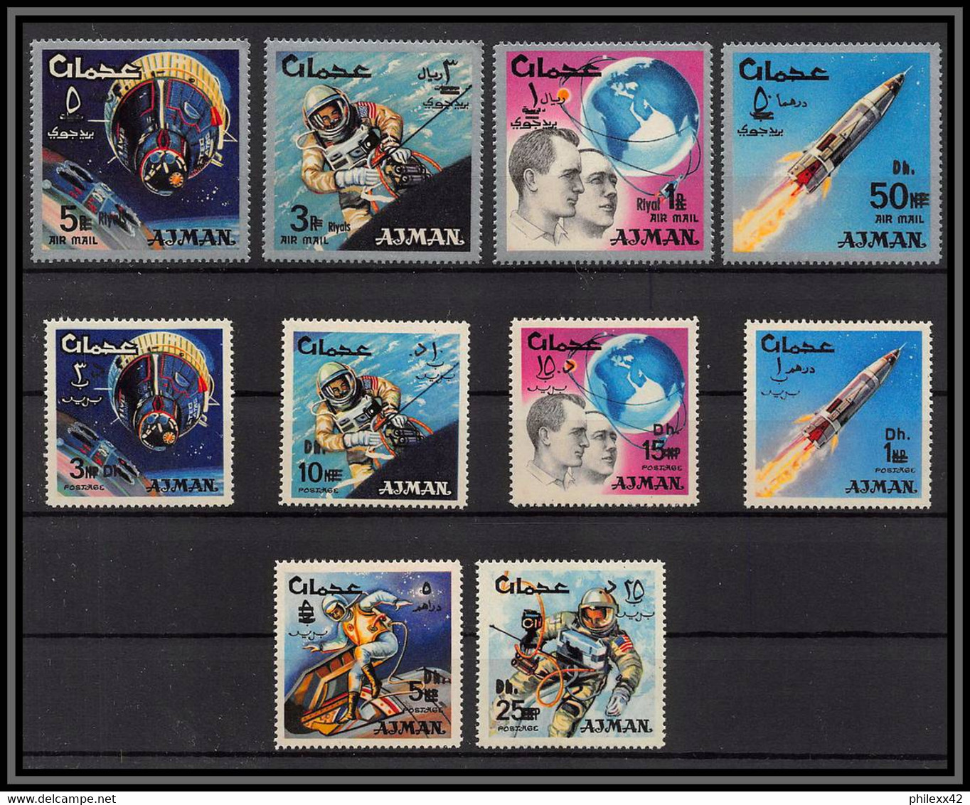 688 Ajman - MNH ** Mi N° 104 A/K A Overprint New Currency Espace Space Research Gemini Mercury Atlas Booster - Ajman