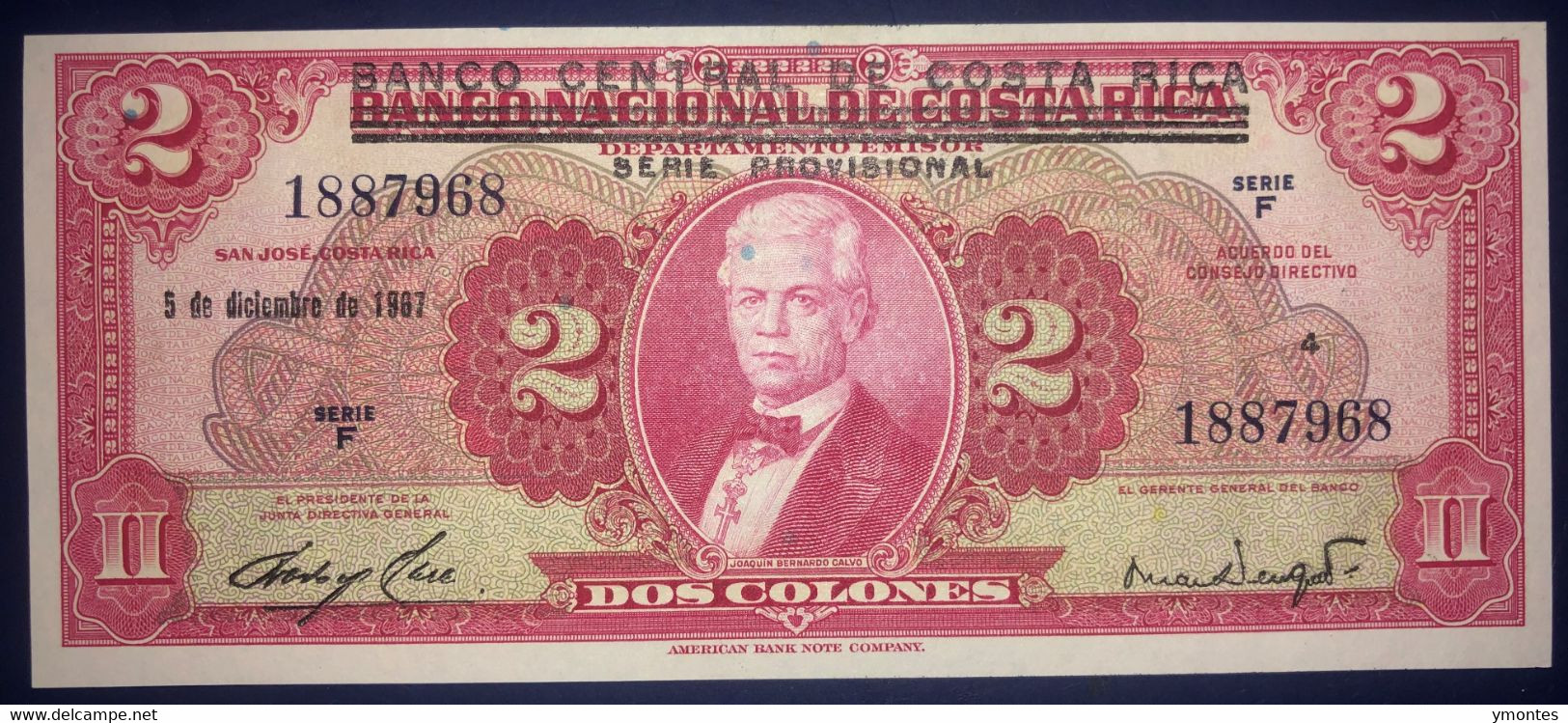 AUNC Costa Rica Banknote 2 Colones  P235 ( 12/05/1967) - Costa Rica