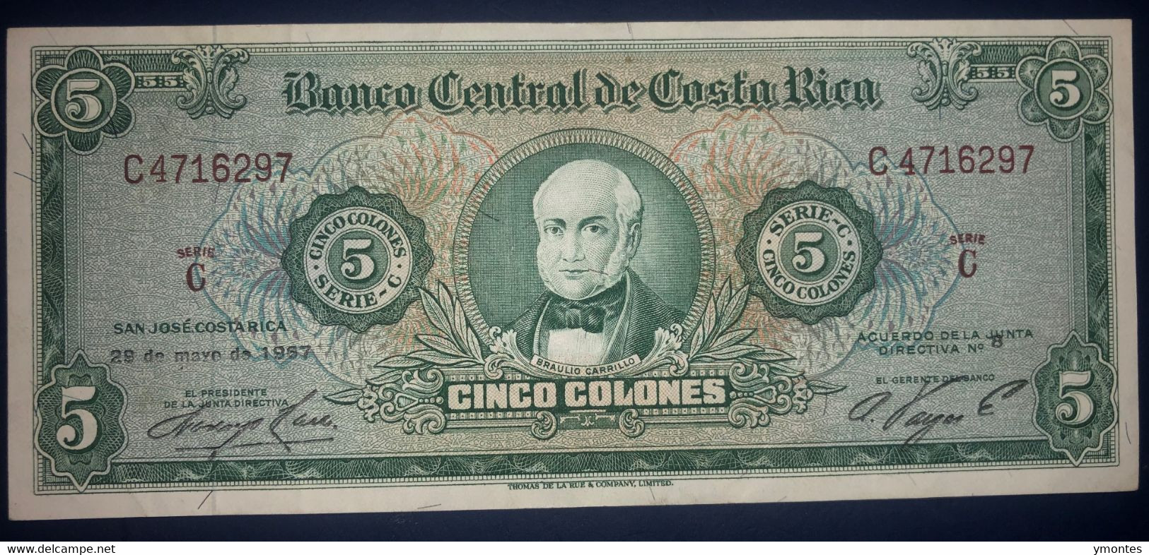 XF Costa Rica Banknote 5 Colones  P228 ( 05/29/1967) - Costa Rica
