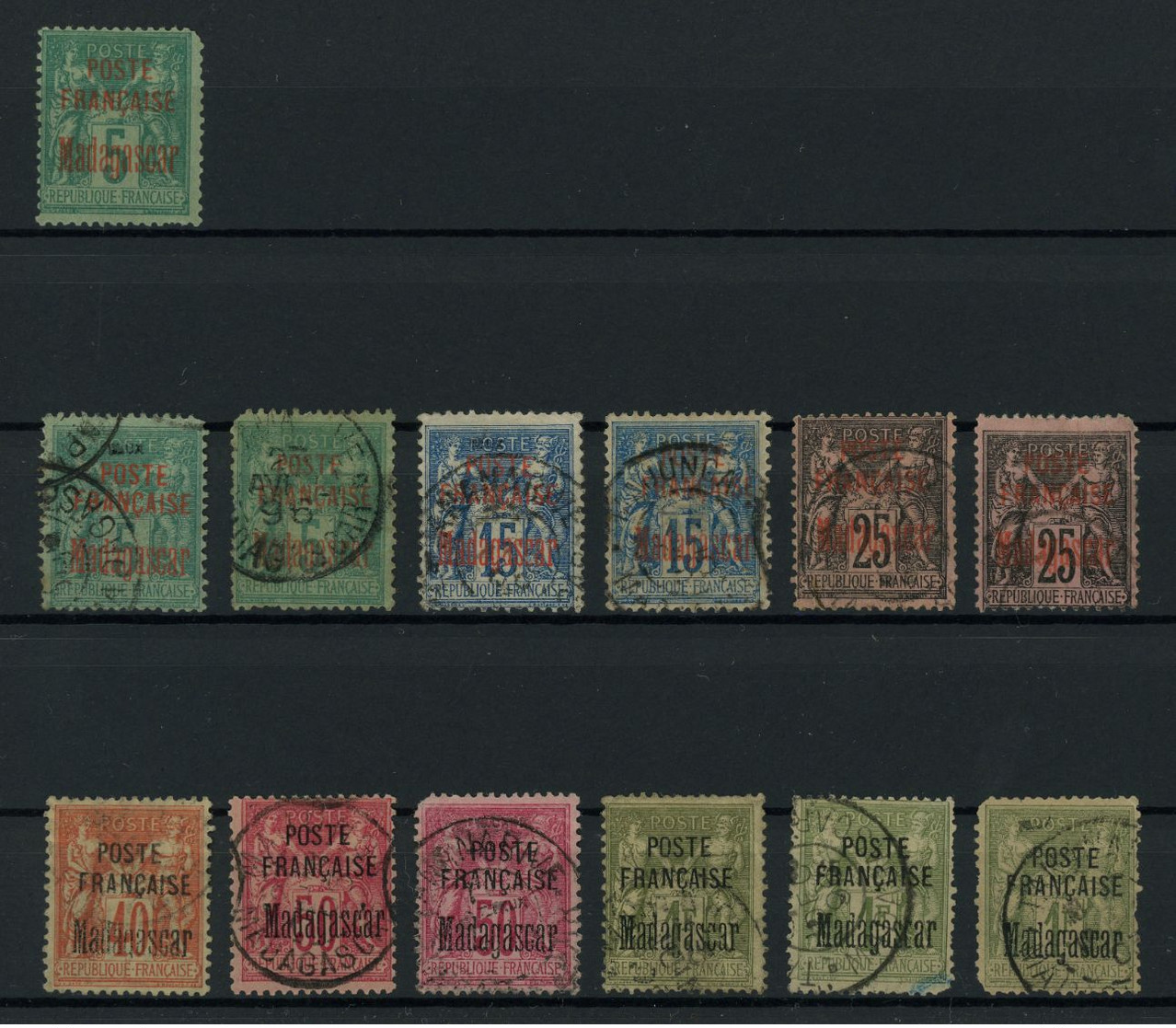 Madagascar 1895 Protectorat Issue Lot Of Used Stamps (plus One Mint), Mixed Condition, Total Yv. Cat. Value €630, SCARCE - Gebraucht