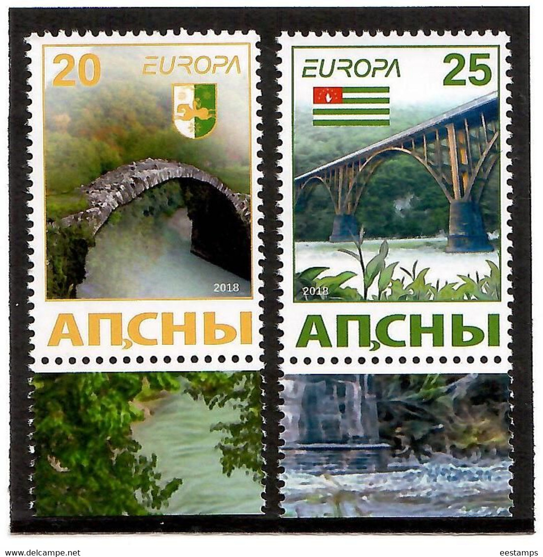 Abkhazia . EUROPA 2018 Bridges . (Arms,Flag) . 2 V: 20,25 - 2018