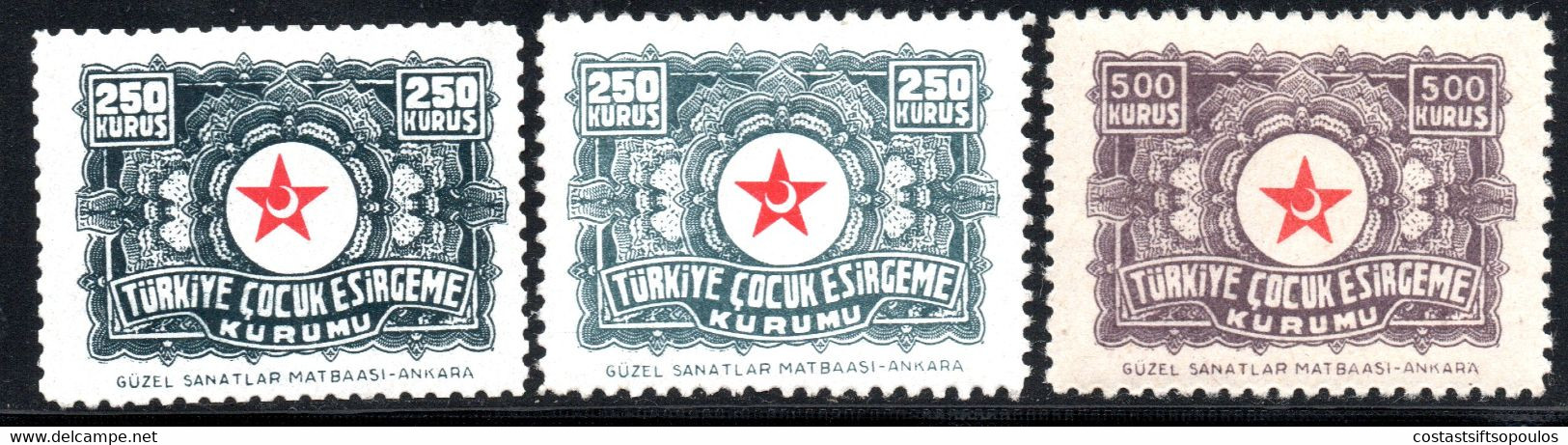 233.TURKEY.1945-1946 CHARITY,PROTECTION OF CHILDREN,ISFILA C62(SHADES).C63.MNH - Ungebraucht