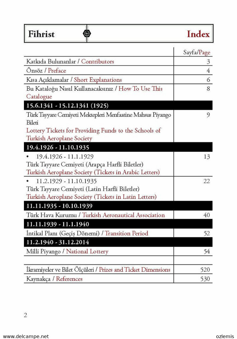 Turkish Aeronautical Society & National Lottery Tickets 1925-2014 - Libros Sobre Colecciones