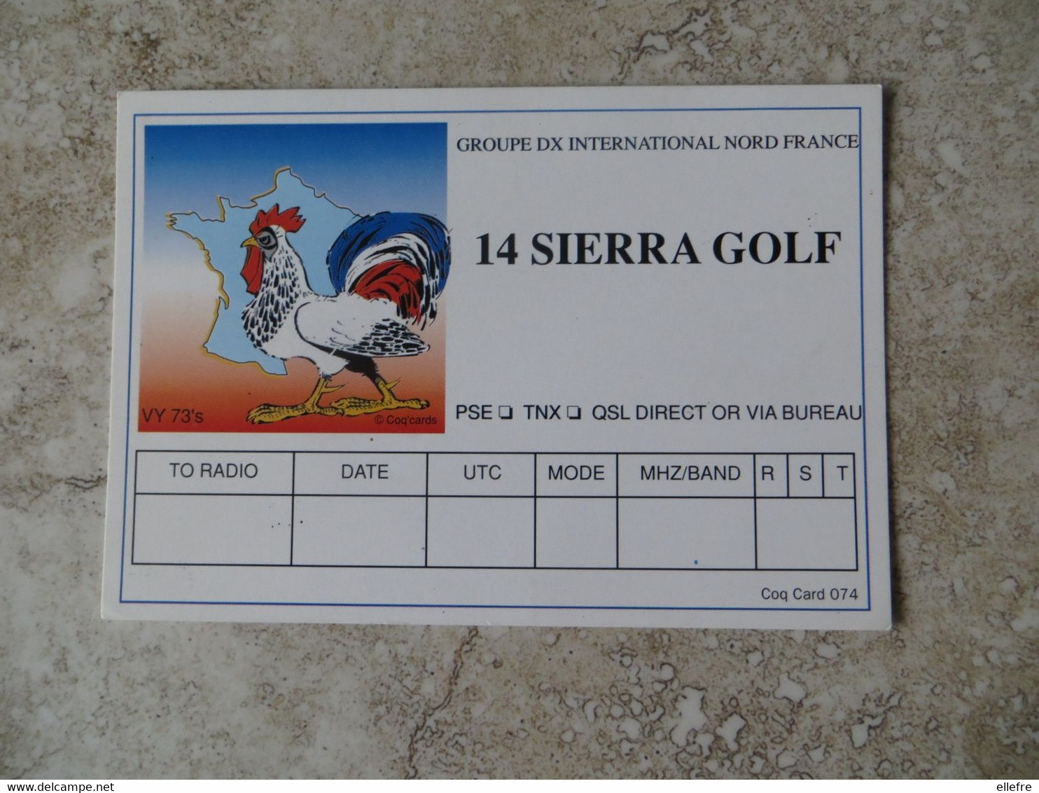 Carte QSL FRANCE - Groupe DX Sierra Golf Coq Gaulois - Vierge - CB-Funk