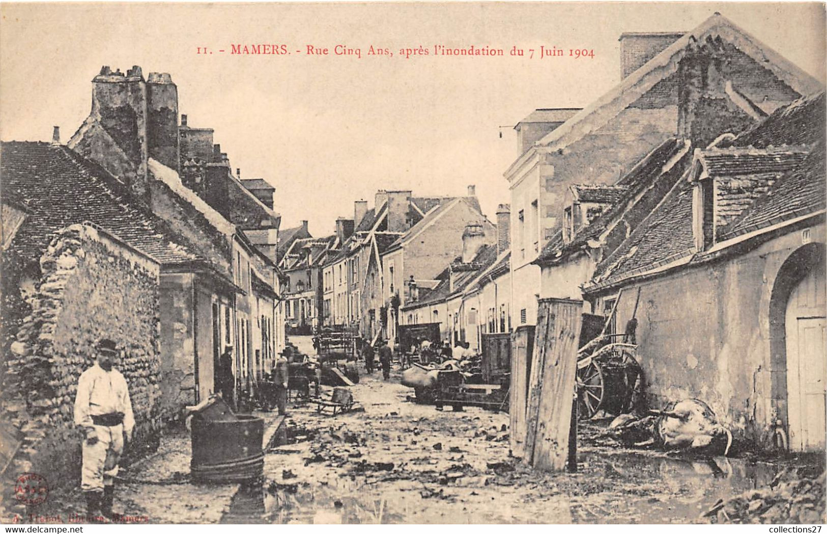 72-MAMERS- RUE CINQ ANS, APRES L'INONDATION DU 7 JUIN 1904 - Mamers