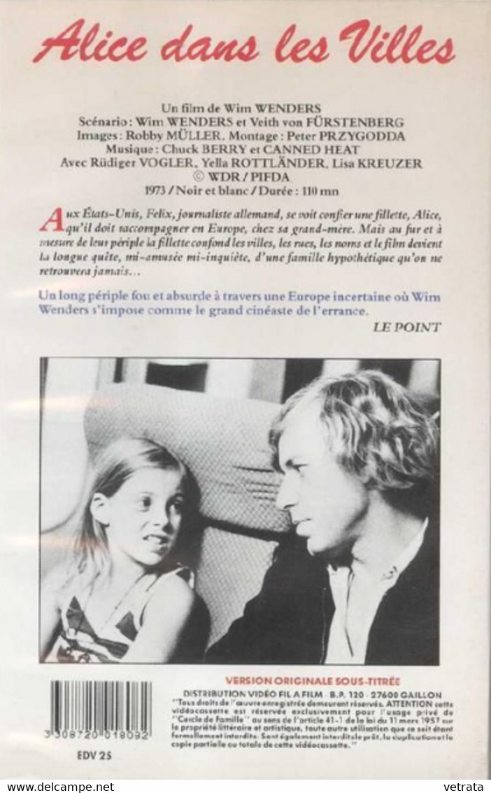 Alice Dans Les Villes (vost) - De Wim Wenders (K7 Vidéo VHS- Collection Argos Films) - Documentary