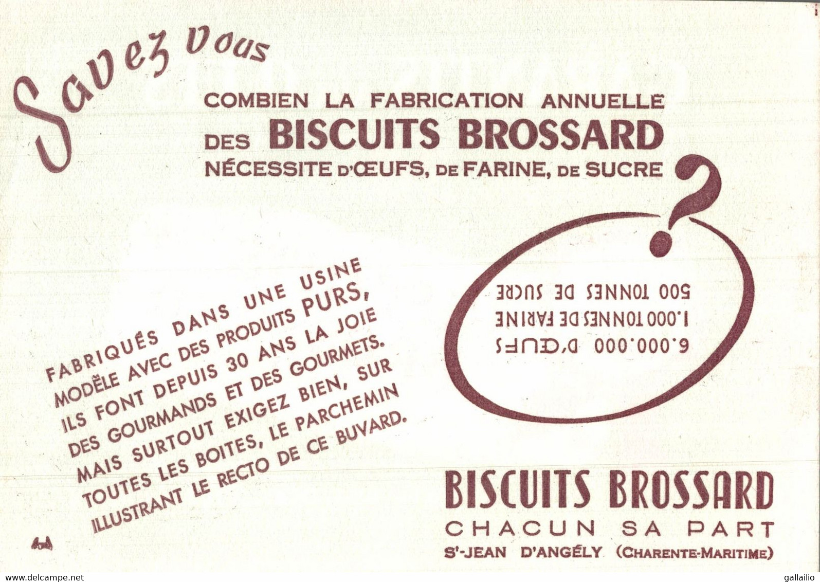 BUVARD BISCUITS BROSSARD - Alimentaire