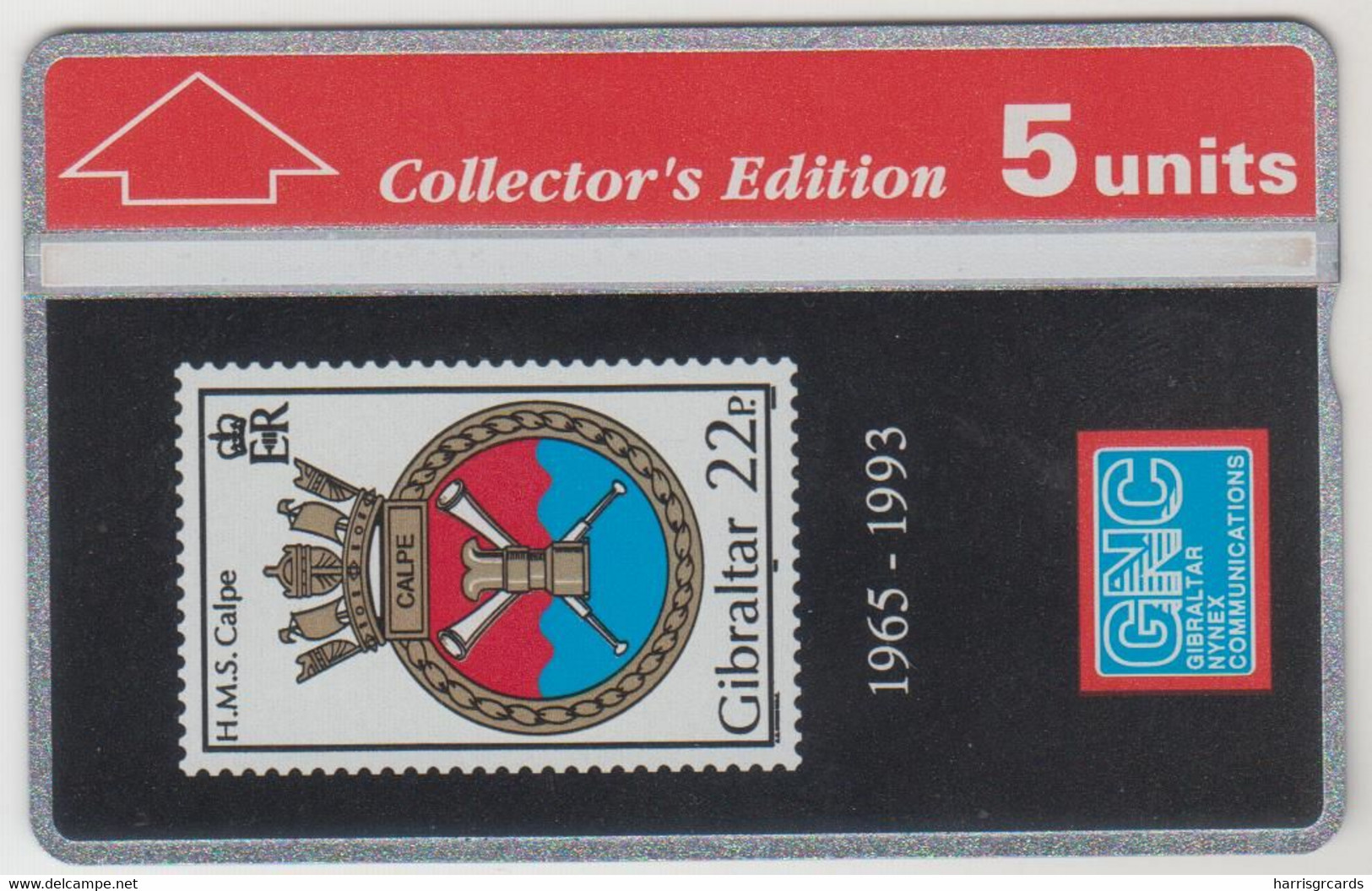 GIBRALTAR - HMS Calpe Stamp Collectors Ed. , 5 U, 1993,CN:306A,  Tirage 8.000, Mint - Gibraltar