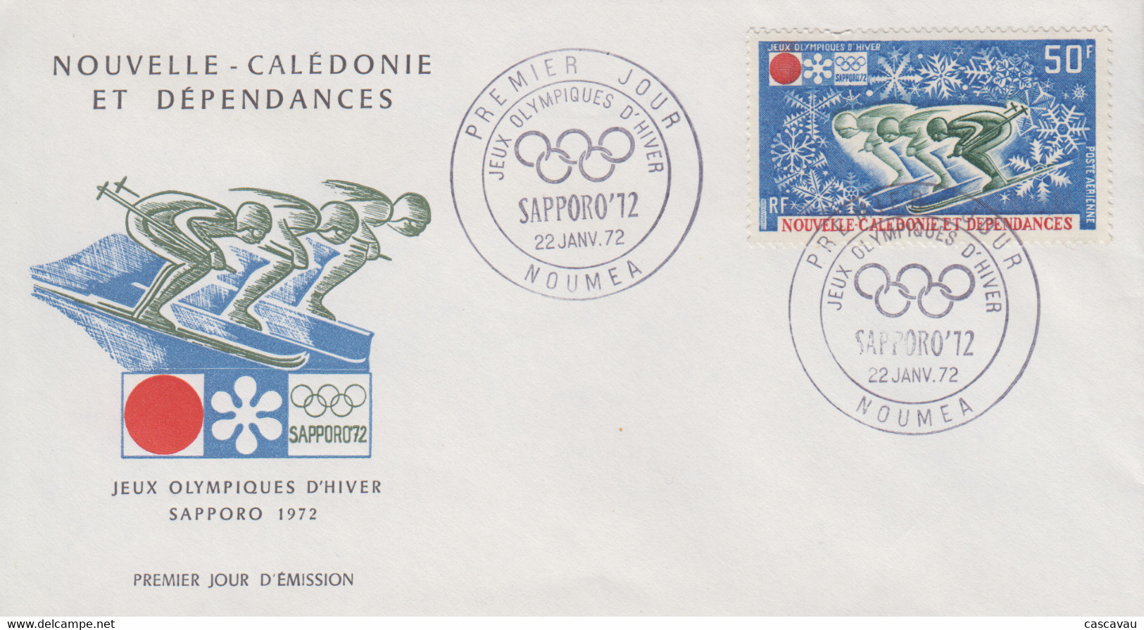 Enveloppe  FDC  1er  Jour    NOUVELLE  CALEDONIE     Jeux  Olympiques  D' Hiver   SAPPORO   1972 - Invierno 1972: Sapporo