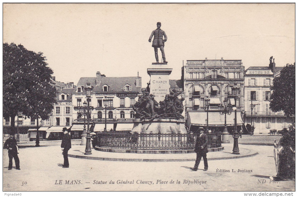 Cp , 72 , LE  MANS , Statue Du Général Chanzy , Place De La République - Le Mans