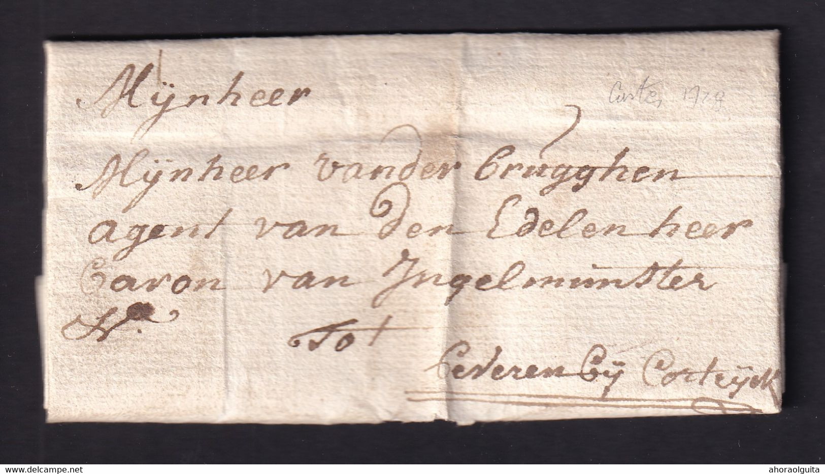 DDZ 830 - Lettre Précurseur 1738 - CASTER (KASTER) Vers BEVEREN Bij Kortrijk - Signée Deerlinck - 1714-1794 (Oesterreichische Niederlande)