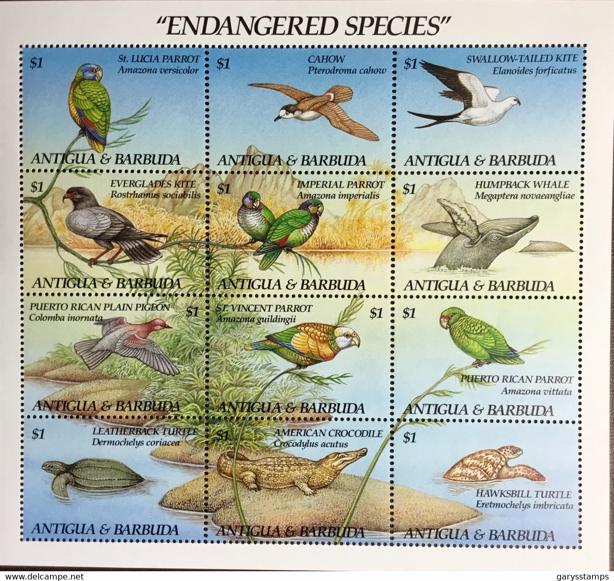 Antigua 1993 Endangered Species Reptiles Turtles Whales Birds MNH - Sonstige & Ohne Zuordnung