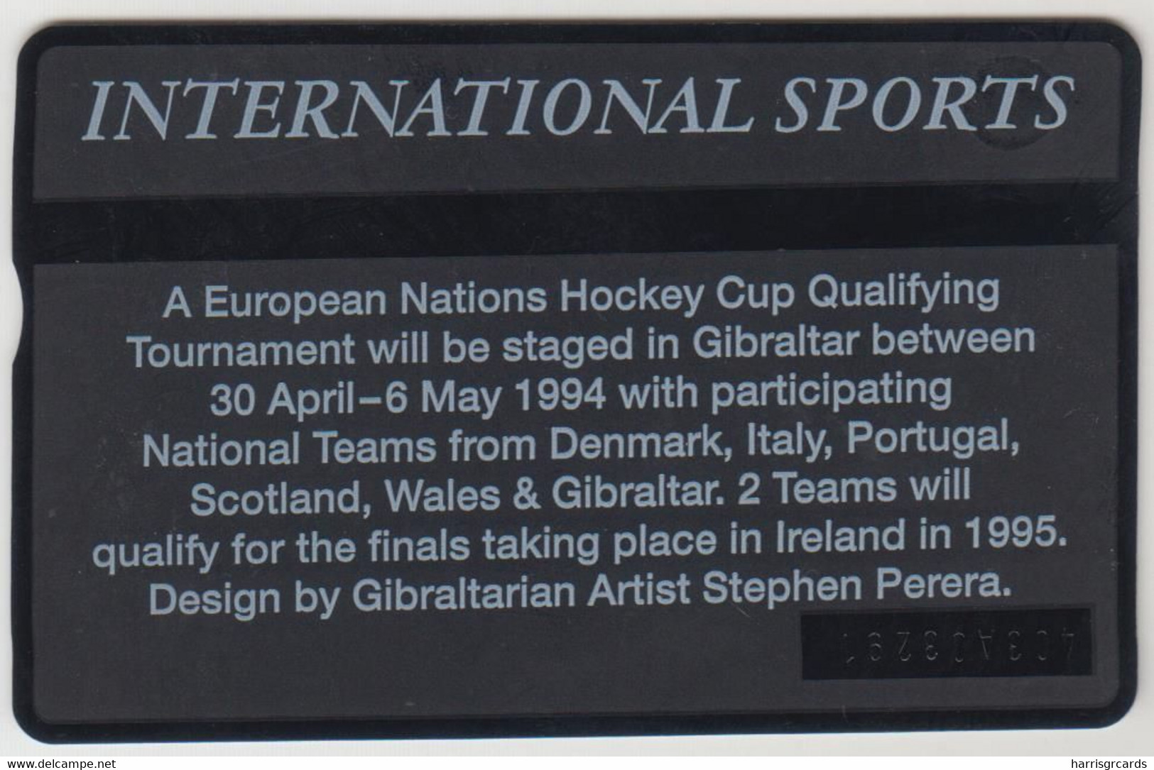 GIBRALTAR - European Hockey Championship Collectors Ed., 5 U, 1994, CN:403A,  Tirage 4.000, Mint - Gibraltar