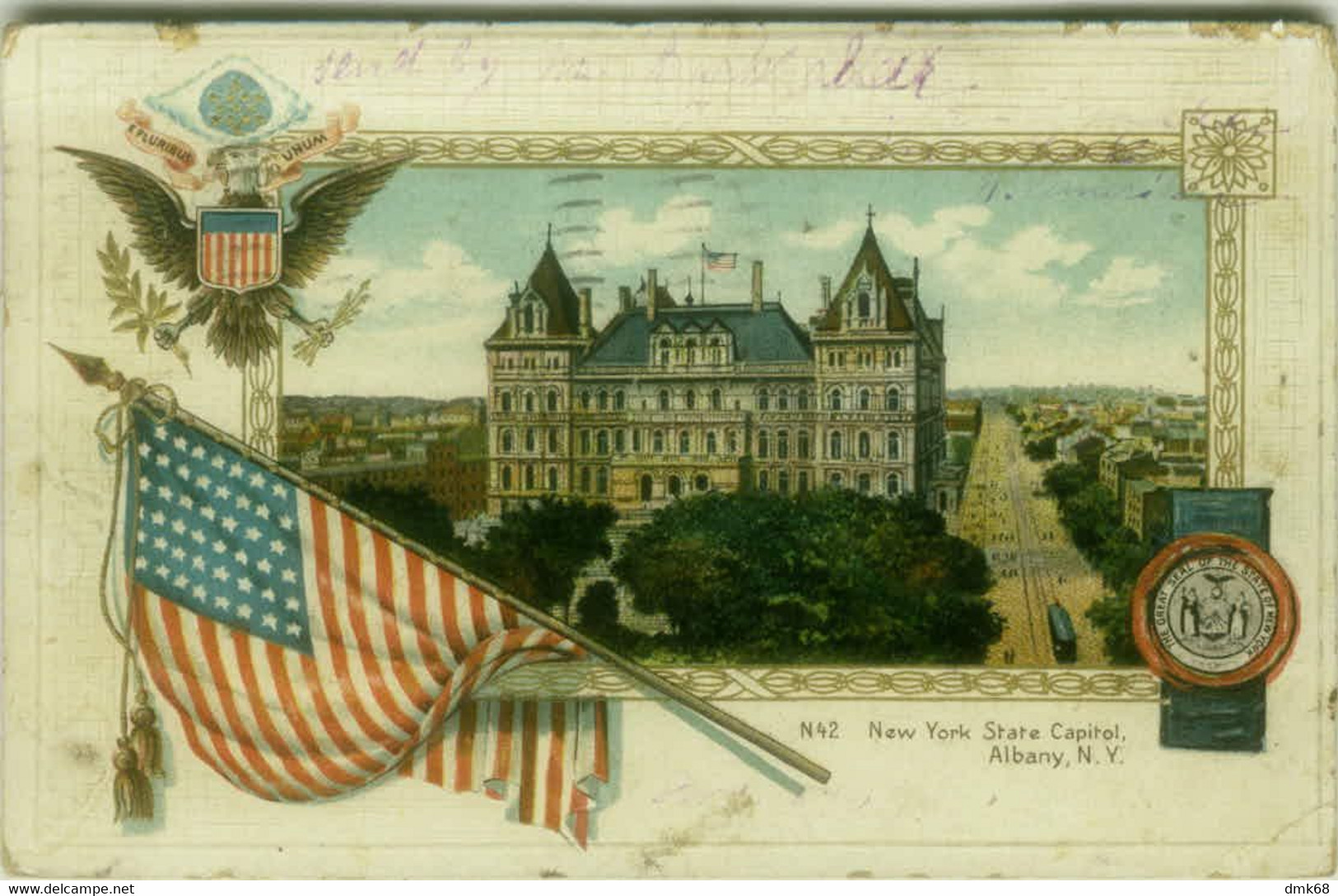 NEW YORK STATE CAPITOL - ALBANY - PUB. BY S. LANGSDORT - EMBOSSSED POSTCARD - MAILED 1907 (11328) - Albany