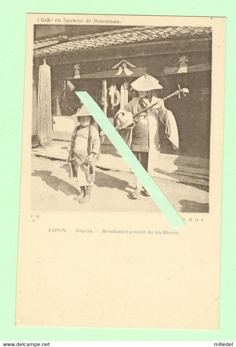 S158 - JAPON - Nagoya - Mendiantes Jouant Du Sa-Missen - Instrument De Musique - Cliché Du Docteur De Beurmann - Nagoya