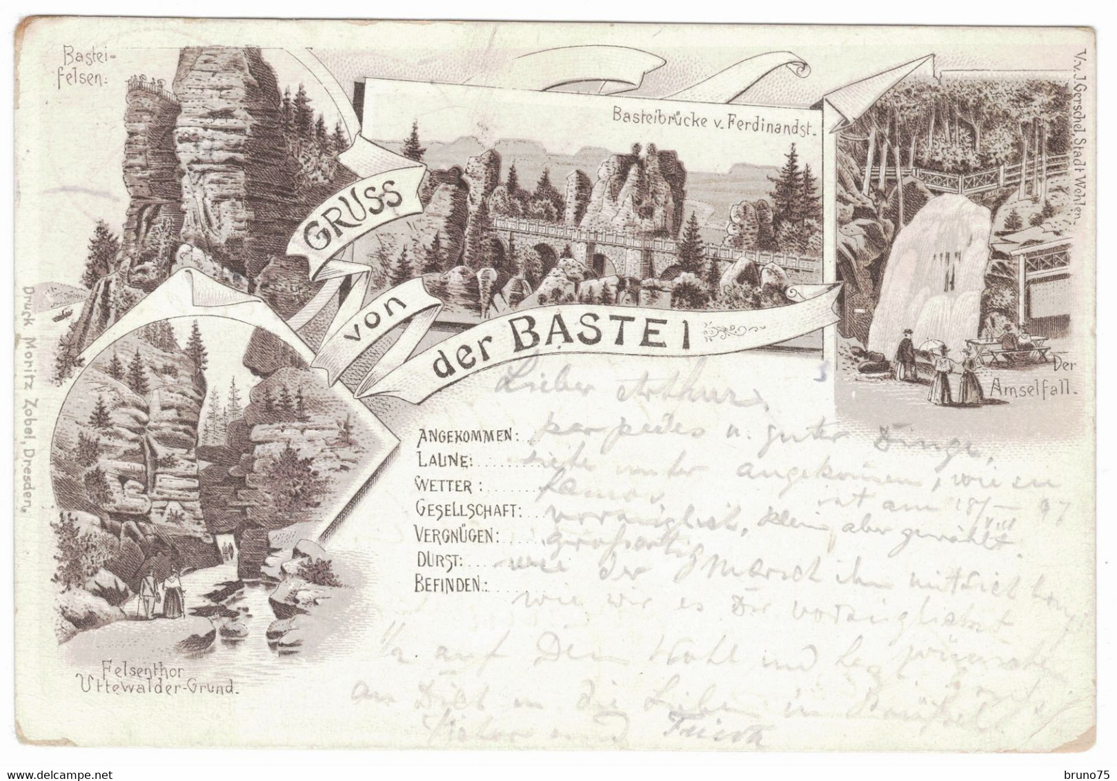 Gruss Von Der BASTEI - 1897 - Bastei (sächs. Schweiz)