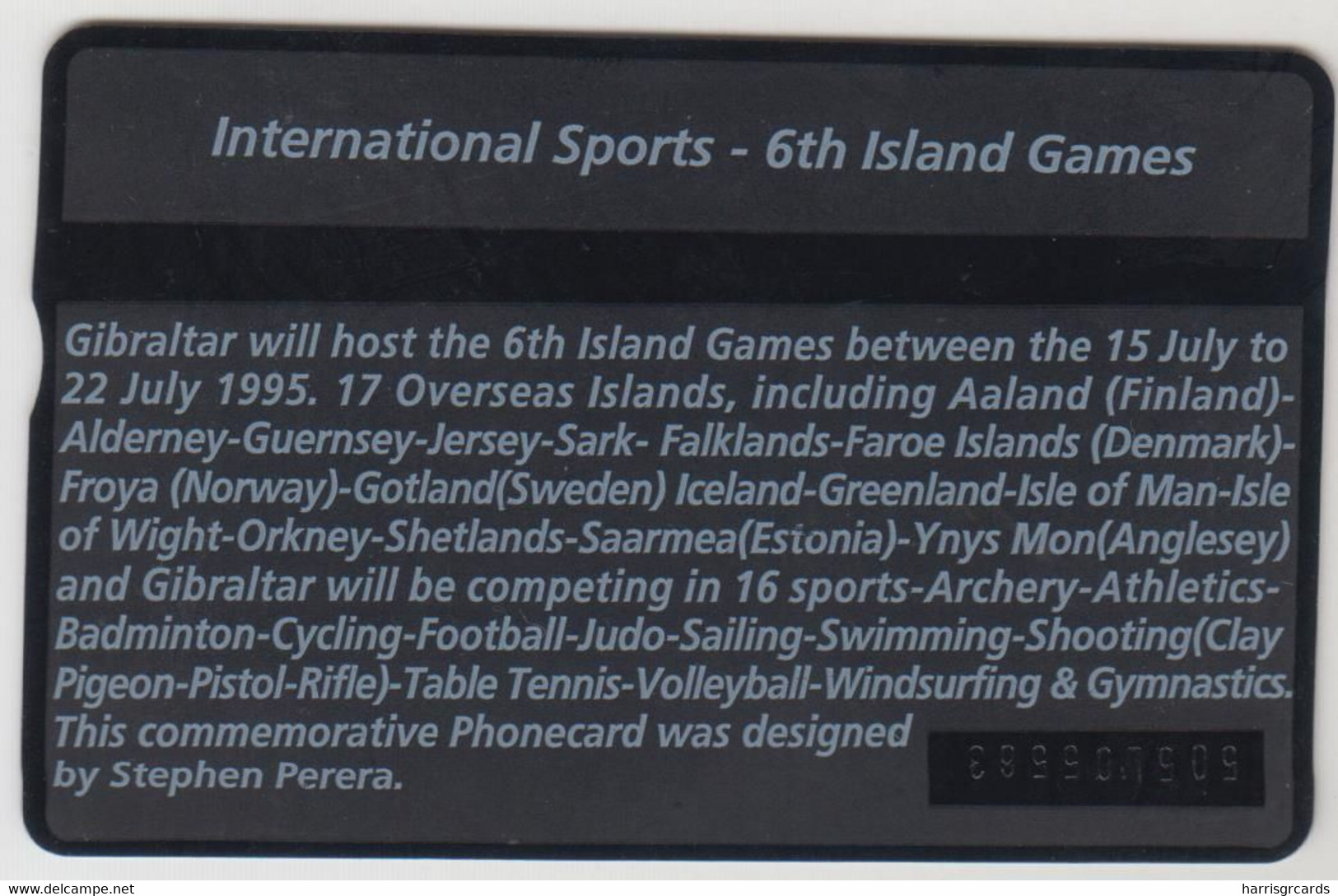 GIBRALTAR - Gibraltar Island Games, 100 U, 01/95, CN:505L,  Tirage 4.000, Used - Gibraltar