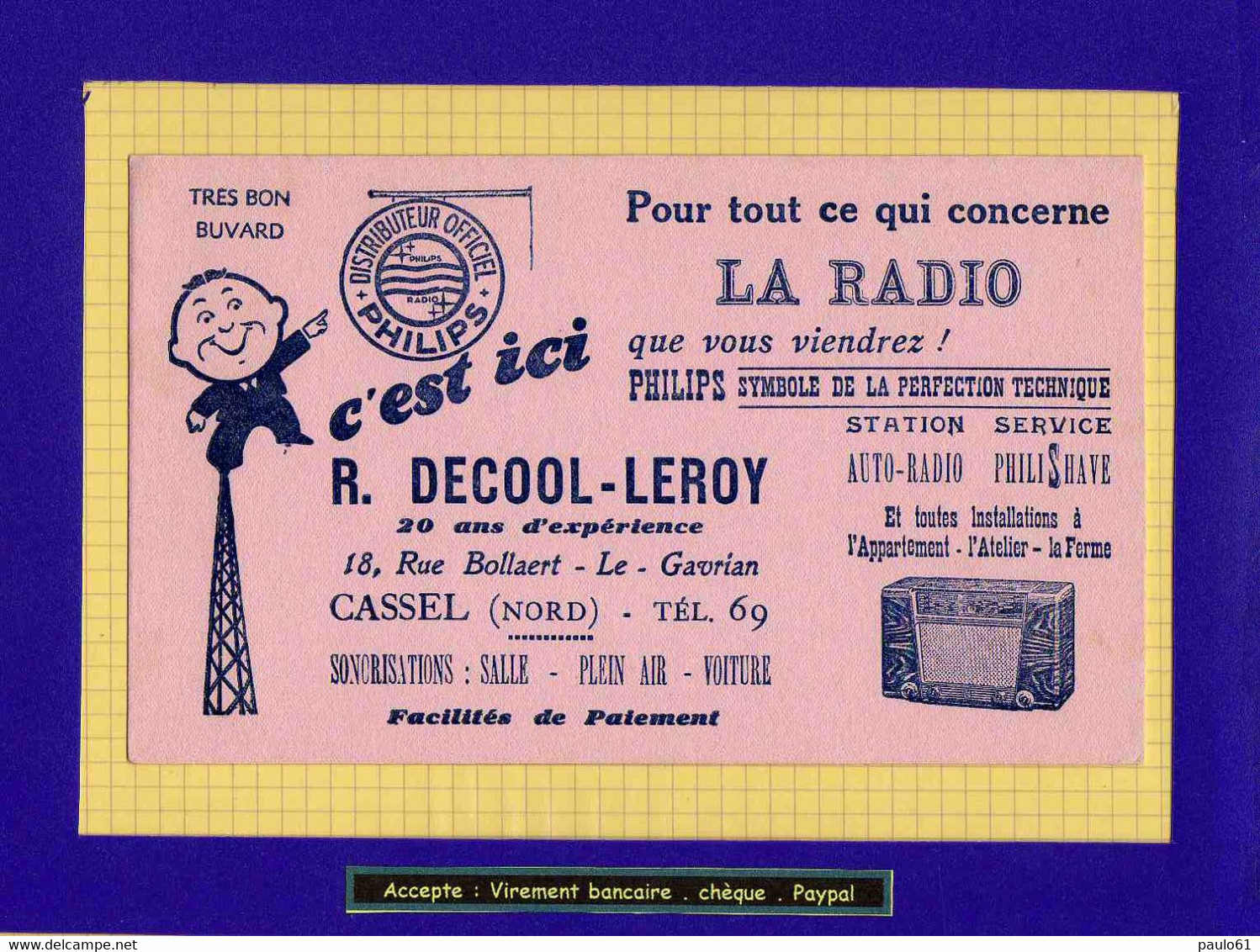 BUVARD &amp; Blotting Paper  : La Radio  Decool Leroy  Cassel  Rose - Elettricità & Gas