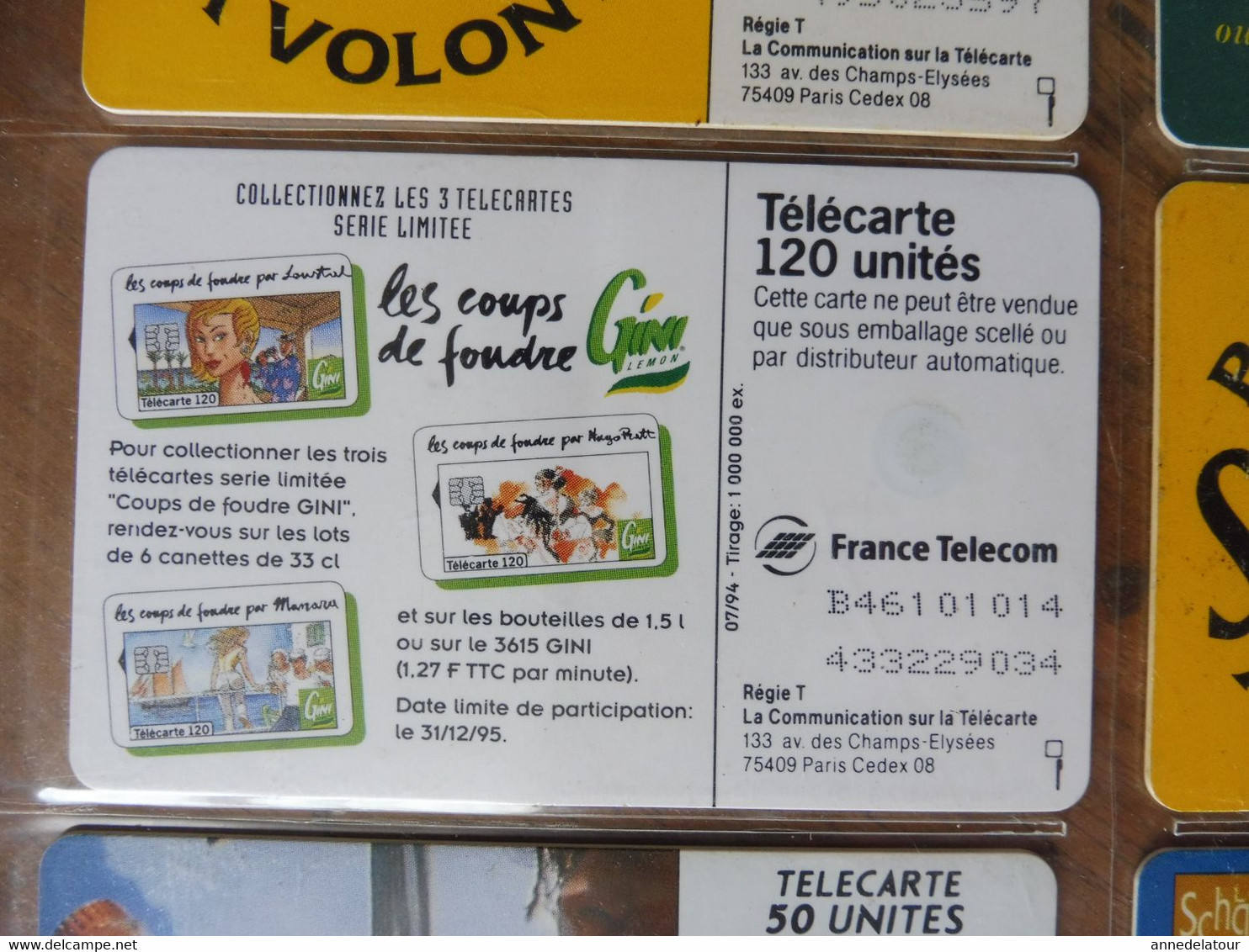 10 télécartes (rafraichissantes)  FRANCE TELECOM   avec Schweppes , Gini , Oasis , Vittel , Liptonic , Dry Lemon....