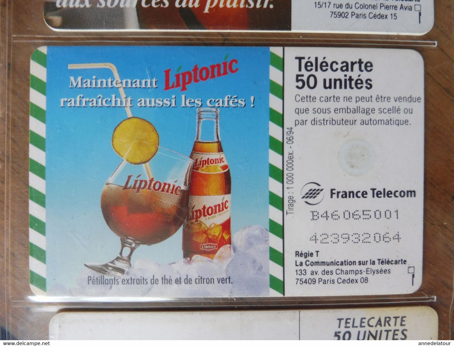 10 télécartes (rafraichissantes)  FRANCE TELECOM   avec Schweppes , Gini , Oasis , Vittel , Liptonic , Dry Lemon....