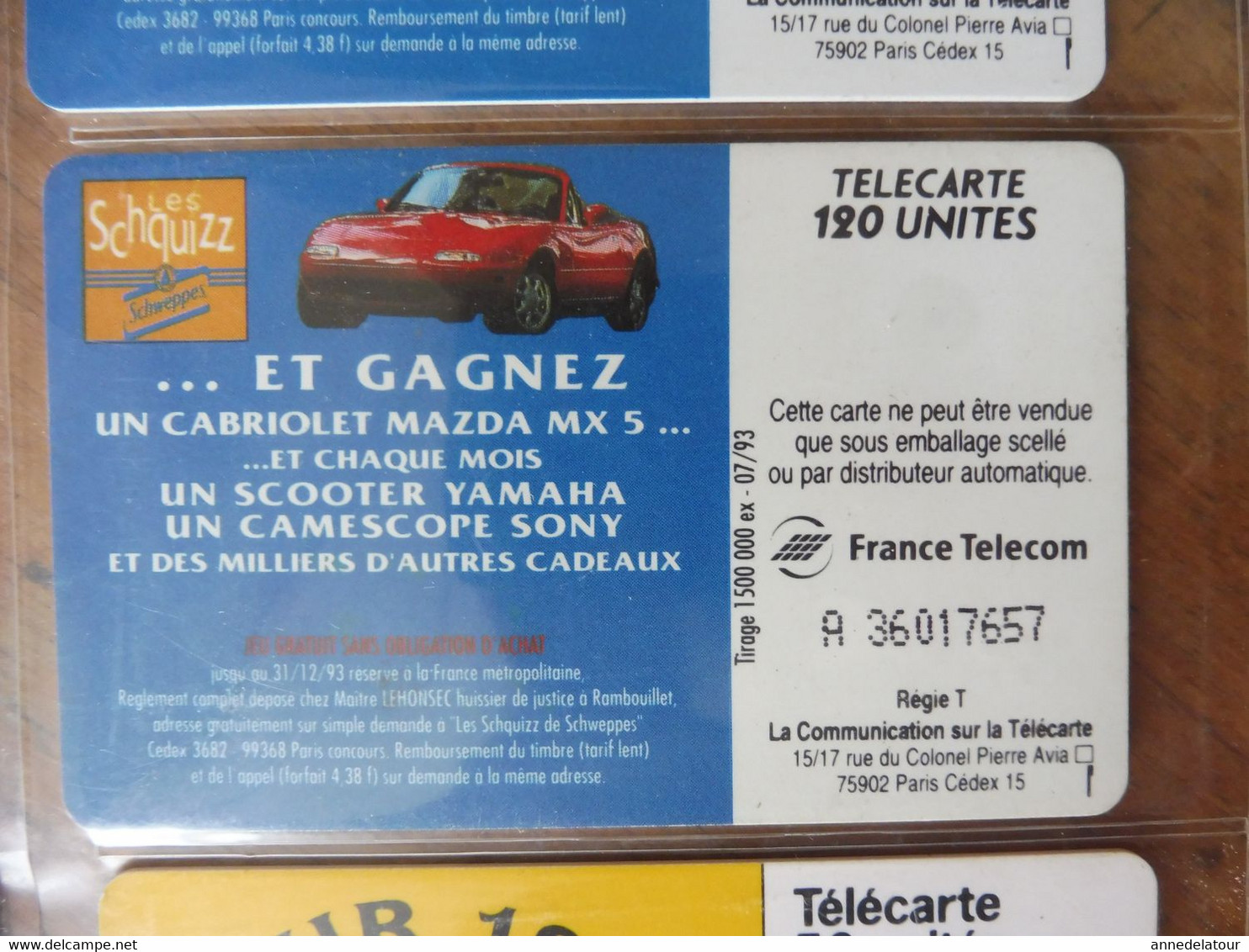 10 télécartes (rafraichissantes)  FRANCE TELECOM   avec Schweppes , Gini , Oasis , Vittel , Liptonic , Dry Lemon....