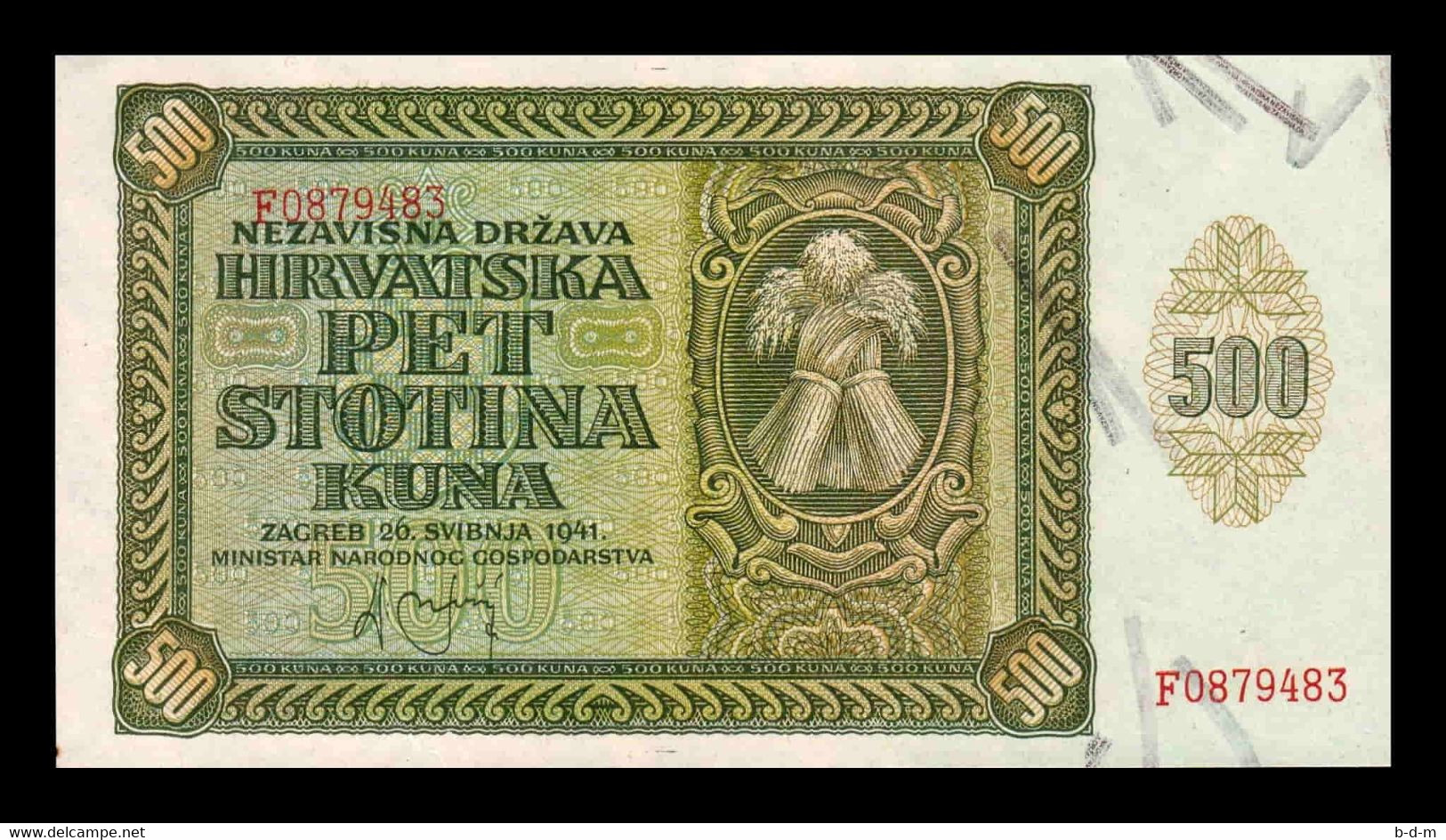 Croacia Croatia 500 Kuna 1941 Pick 3 SC-/SC AUNC/UNC - Croatia