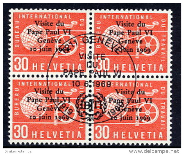 SWITZERLAND: International Labour Organisation 1969 Papal Visit Block Of 4 Cancelled .  Michel 103 - Oficial