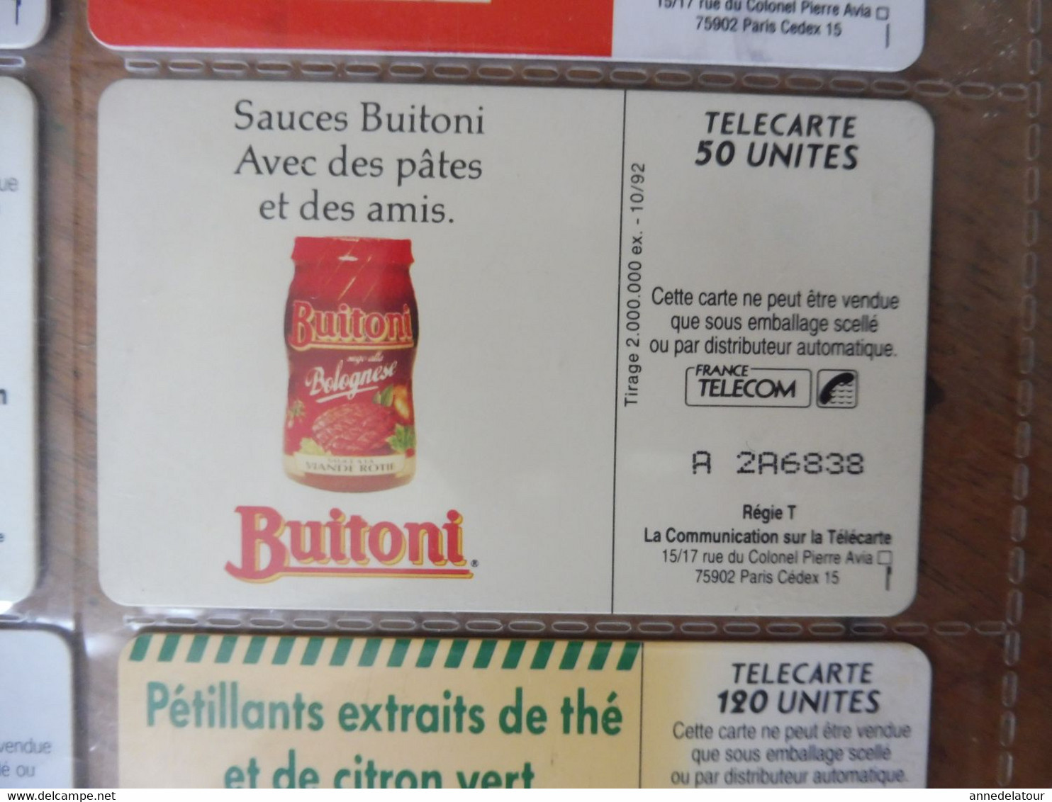 10 télécartes (repas)  FRANCE TELECOM -->  Buitoni  , Munster, Maggi , Liptoni, Café Jacques Vabre et San Marco,