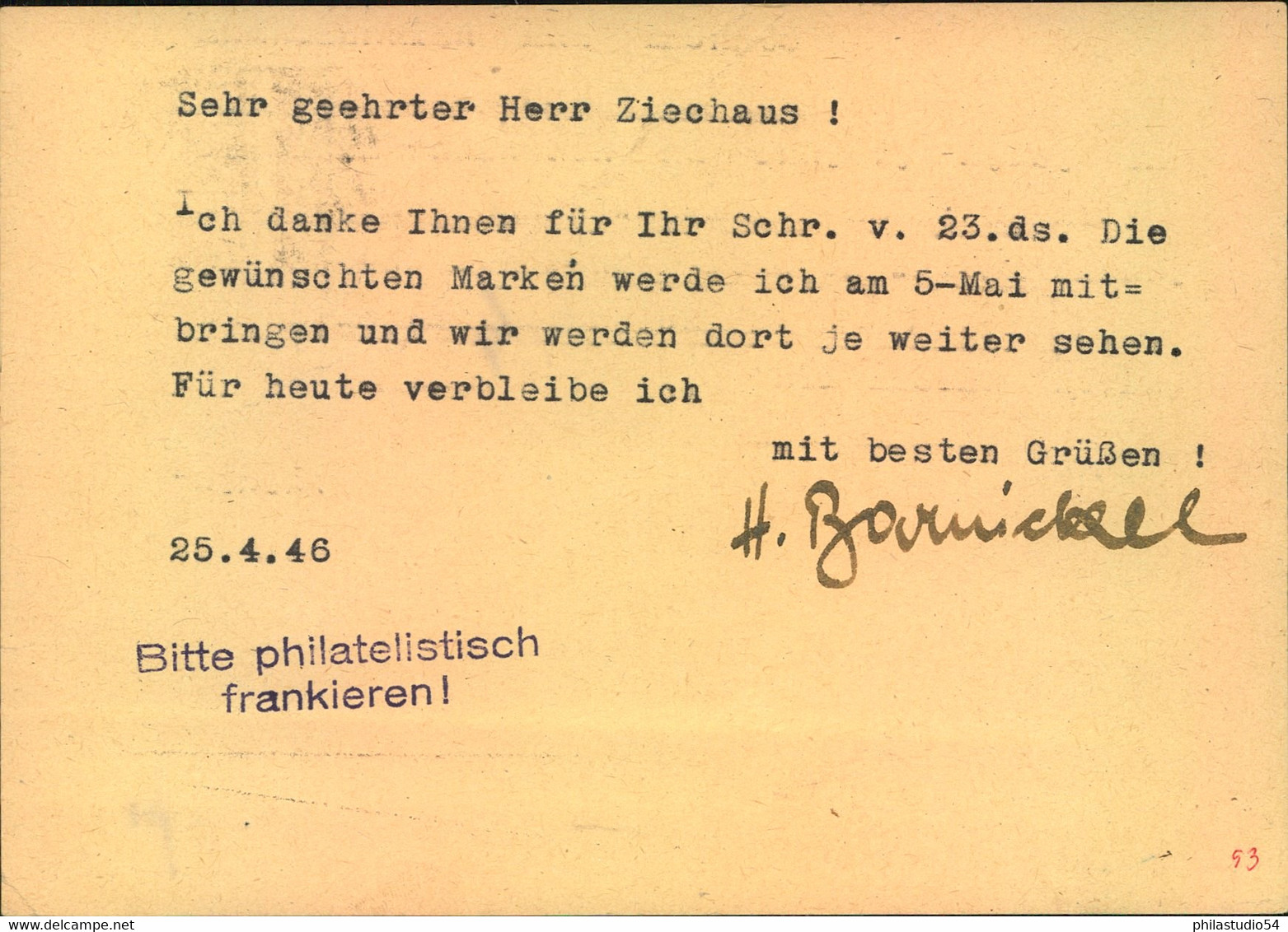 1946, Postkarte Mit Seltenem "Gübühr Bezahlt" Vermerk Als Portoergänzung Von BAMBERG 3 - Altri & Non Classificati