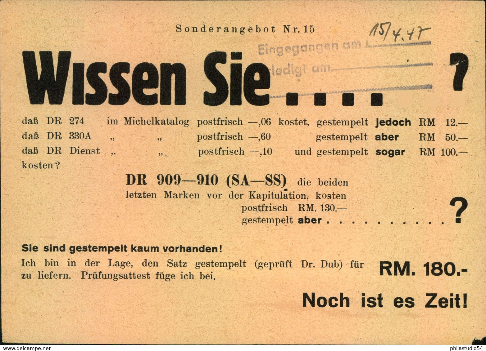 1947, 5 Pfg. Ganzsachenkarte Mit Privatem Zudruck Und Postfreistempel Ab Groß-Bieberau - Altri & Non Classificati