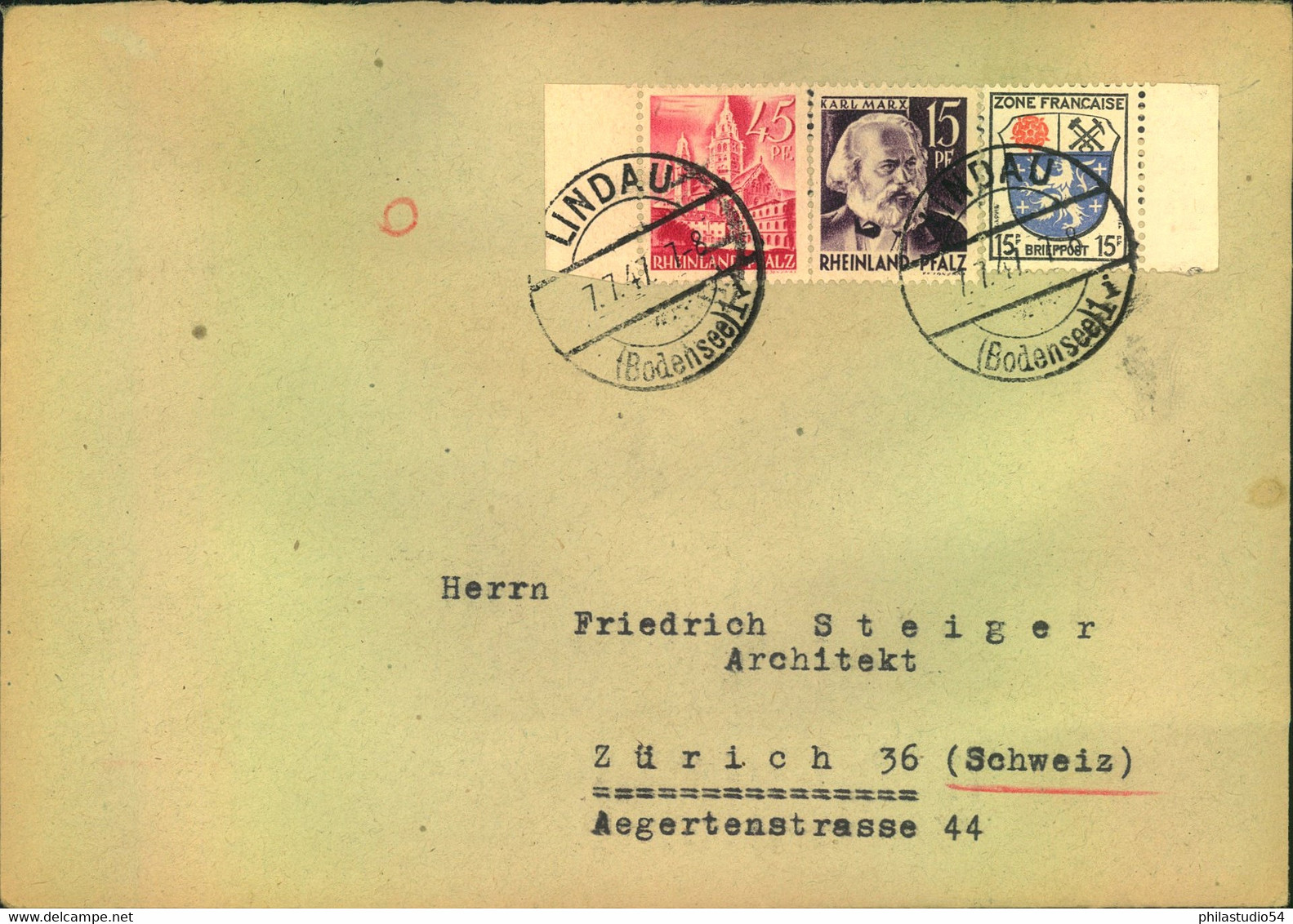 1946/47, 10 Auslandsbriefe mit portogerecht mit 75 Pfg., viele MiF Allg. Asbage - Länder