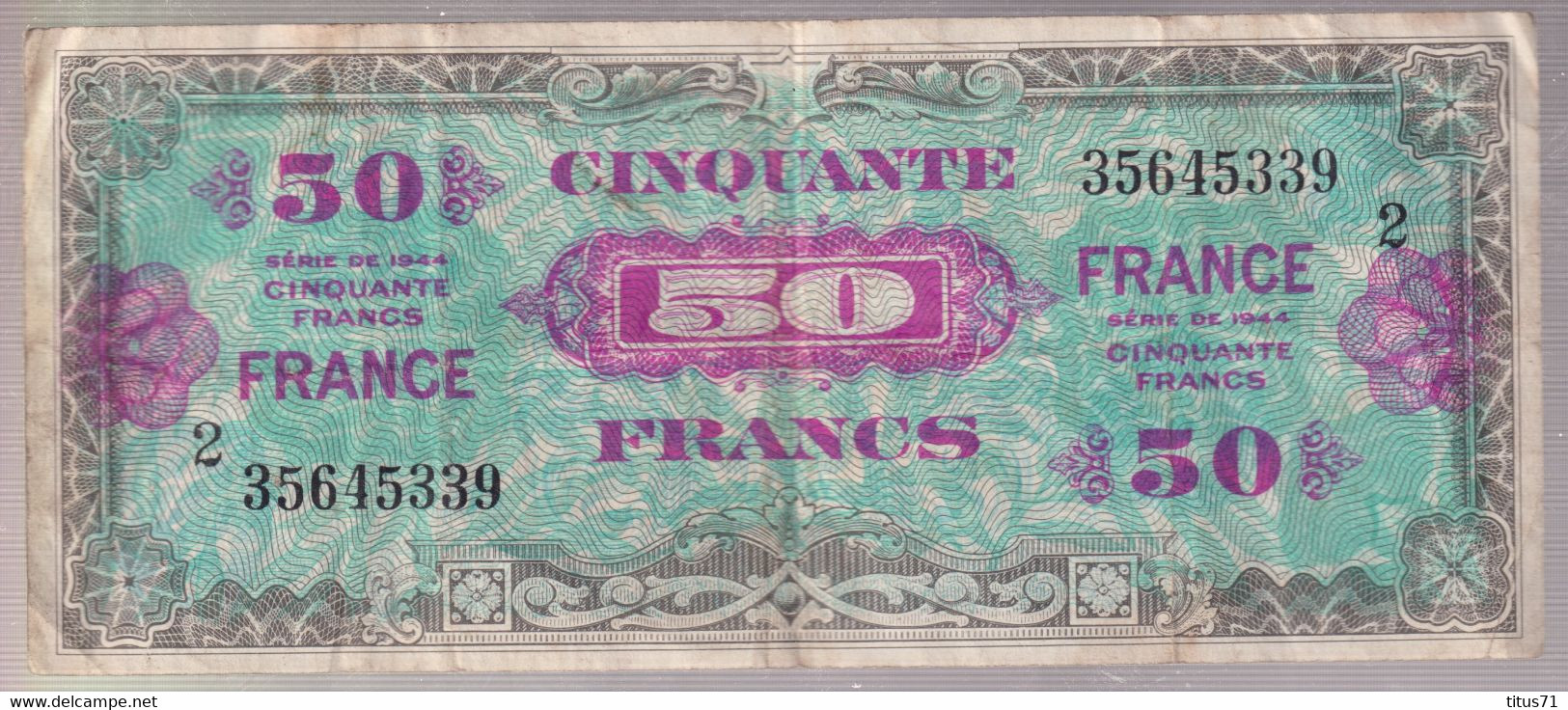 Billet 50 Francs Verso France 1945 Série 2 - 1945 Verso Francia