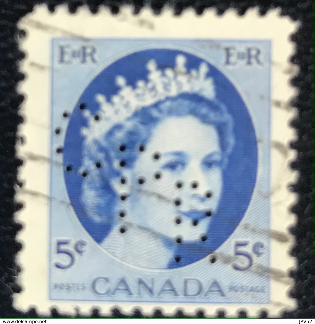 Canada - P5/45 - (°)used - 1954 - Michel 294Ax - PERFINS - Koningin Elizabeth II - Perforadas