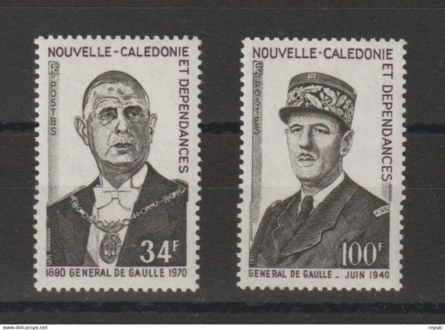 Nouvelle Calédonie 1971 C De Gaulle 377-378 2 Val ** MNH - Nuevos