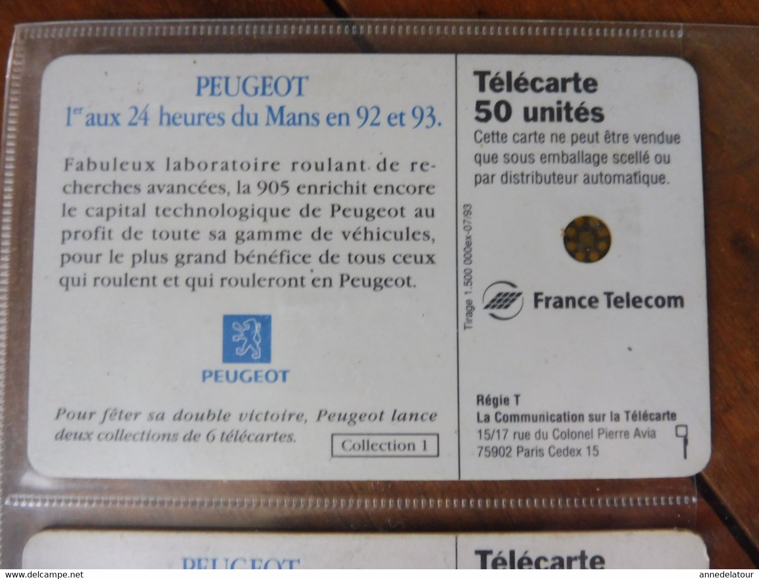 10 télécartes (automobiles de courses des 24 heures du Mans)  FRANCE TELECOM -->  PEUGEOT se bat pour ESSO