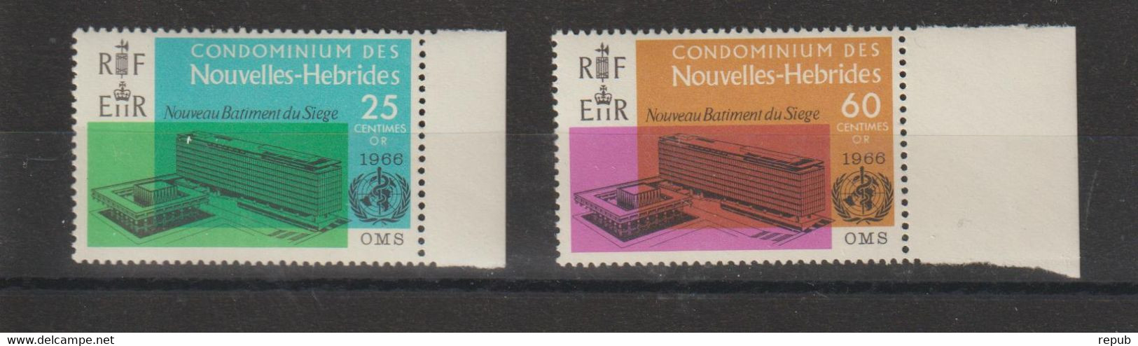 Nouvelles-Hébrides Légende Française 1966 Inauguration Siège OMS 245-246, 2val ** MNH - Ungebraucht