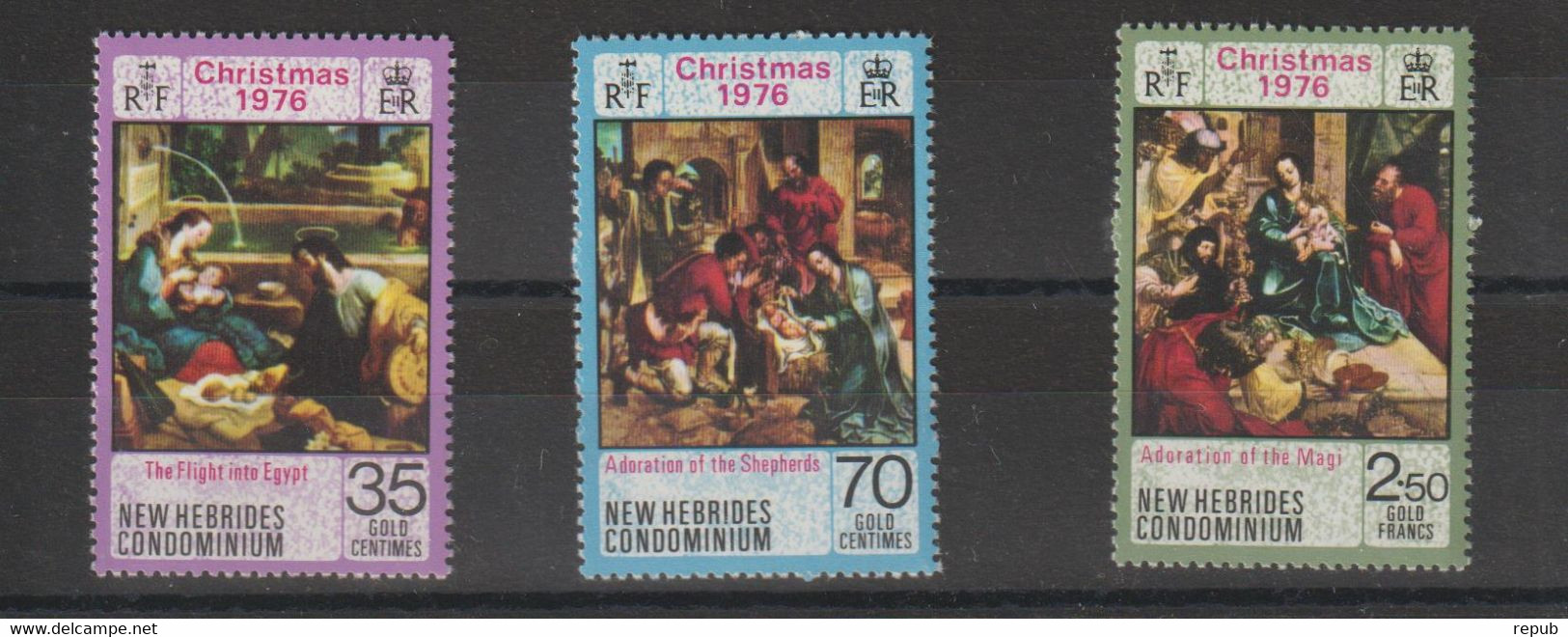 Nouvelles-Hébrides Légende Anglaise 1976 Noel 441-443, 3,val ** MNH - Neufs