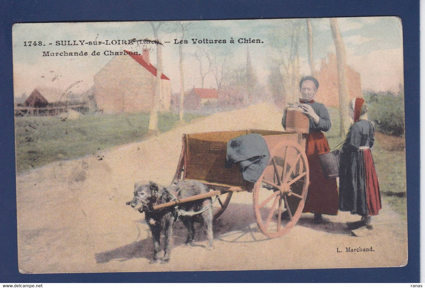 CPA Voiture à Chiens Attelage Circulé Sully Sur Loire Loiret Métier Marchand De Charbon - Chiens