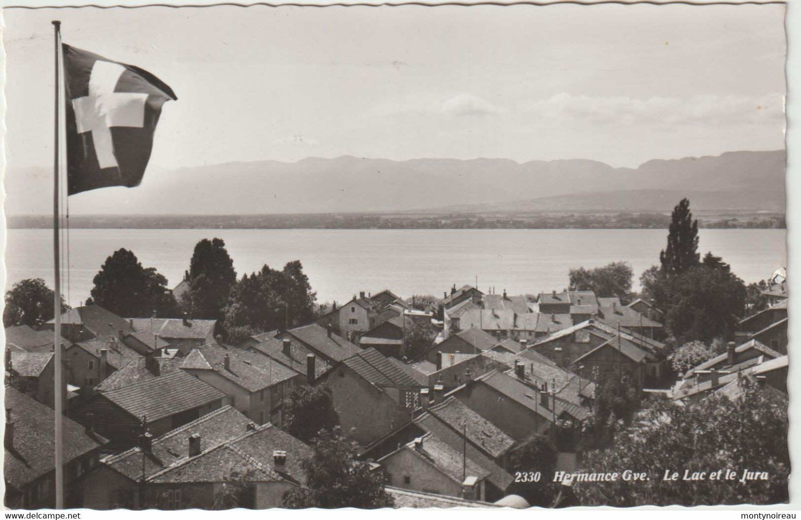 Suisse : HERMANCE : Vue Gve ,le  Lac  Et Le  Jura  , Drapeau ( Arrivée  Bordeaux ) - Hermance