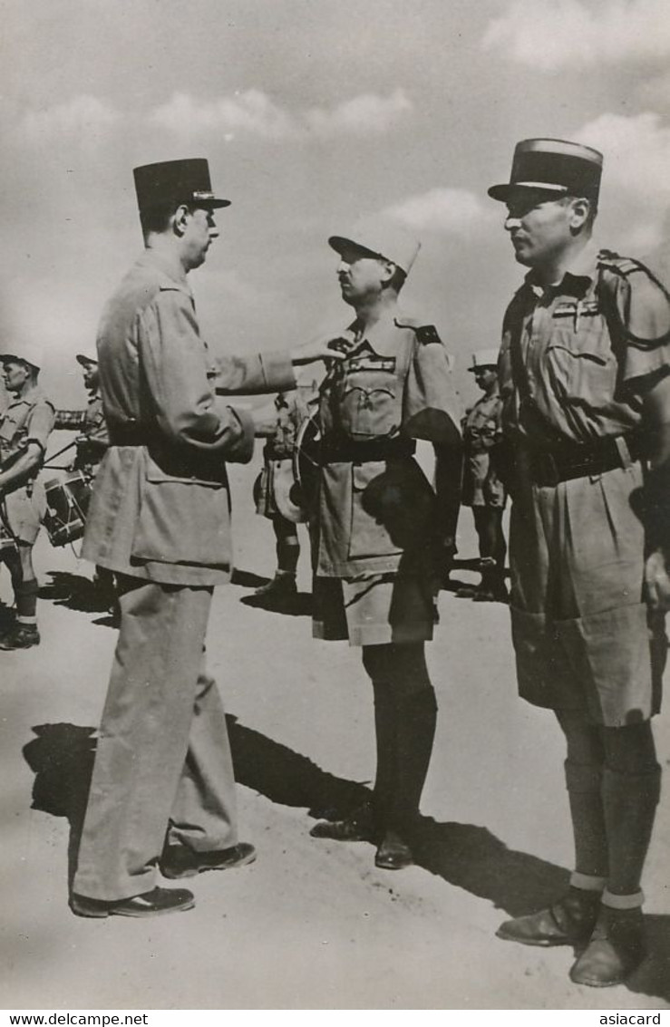 Real Photo WWII 2eme Guerre Mondiale Resistance Tripolitaine Général De Gaulle Koenig Decoration Born In Caen Bir Hakeim - Libia