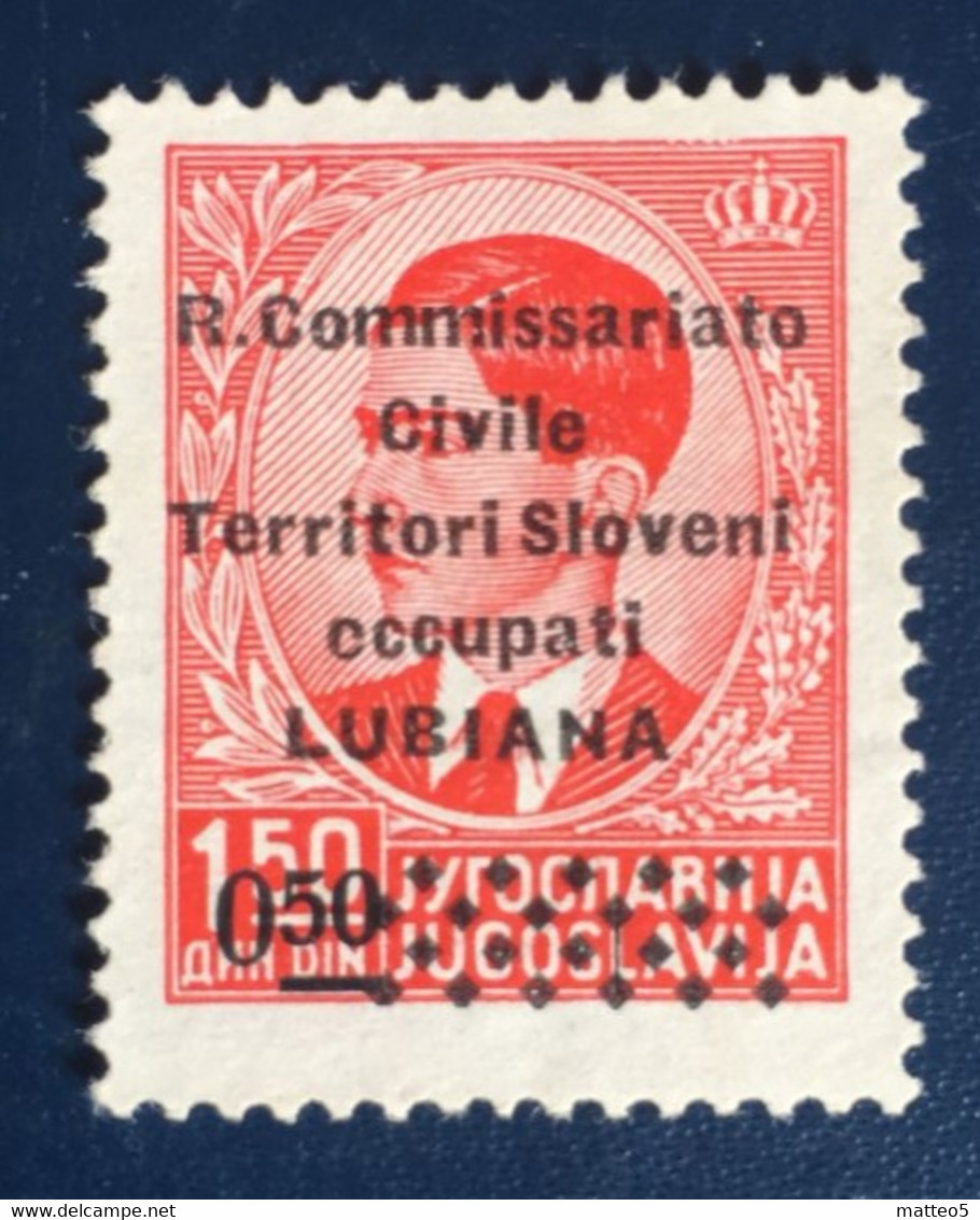 1941 - Talia - Territori Sloveni Occupati - Lubiana - Segnatasse Con Soprastampa 0,50- A1 - Lubiana