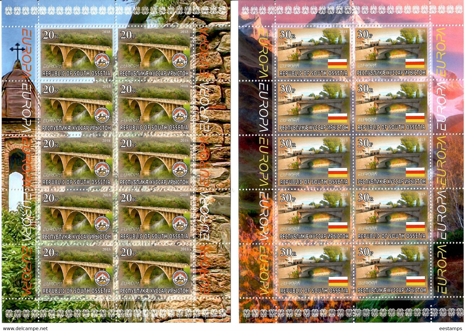 South Ossetia 2018 EUROPA Bridges( Flag, Arms). 2 M/S Of 10 - 2018