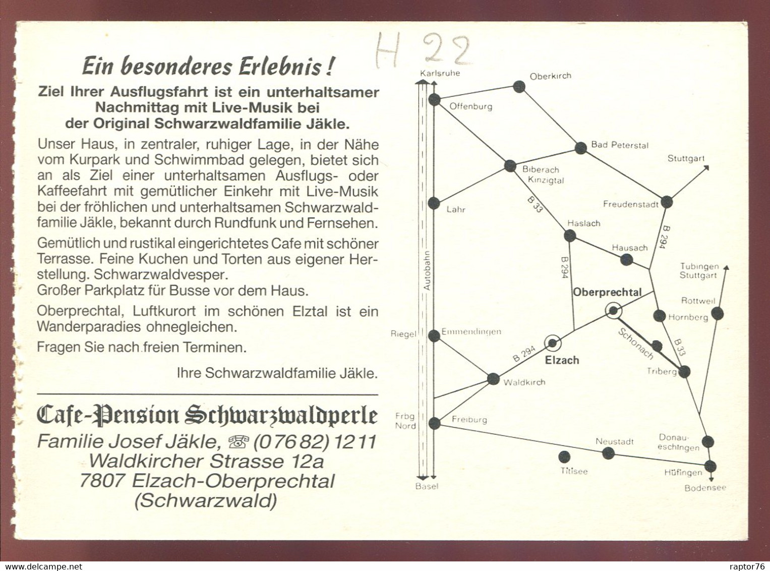 CPM Neuve Allemagne ELZACH OBERPRECHTAL Café Pension Schwarzwaldperle Familie  Jäkle Multi Vues - Elzach