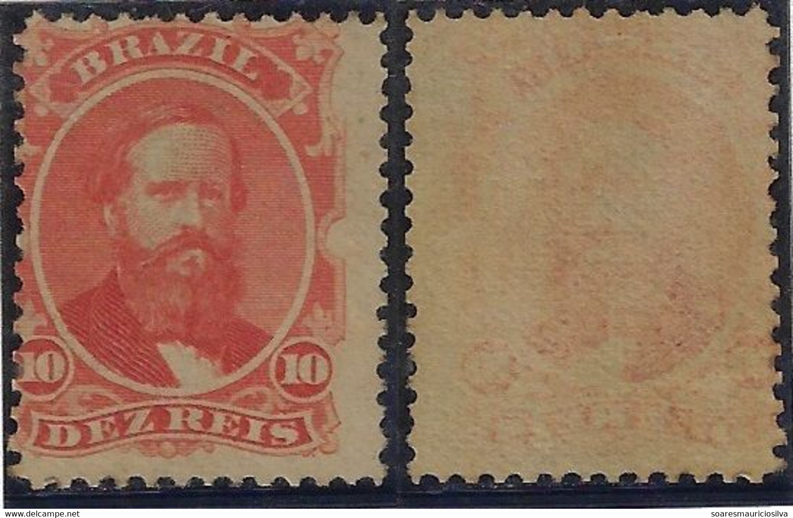 Brazil Year 1866 Stamp RHM-23 Emperor D. Pedro II 10 Réis Unused Gummed - Unused Stamps