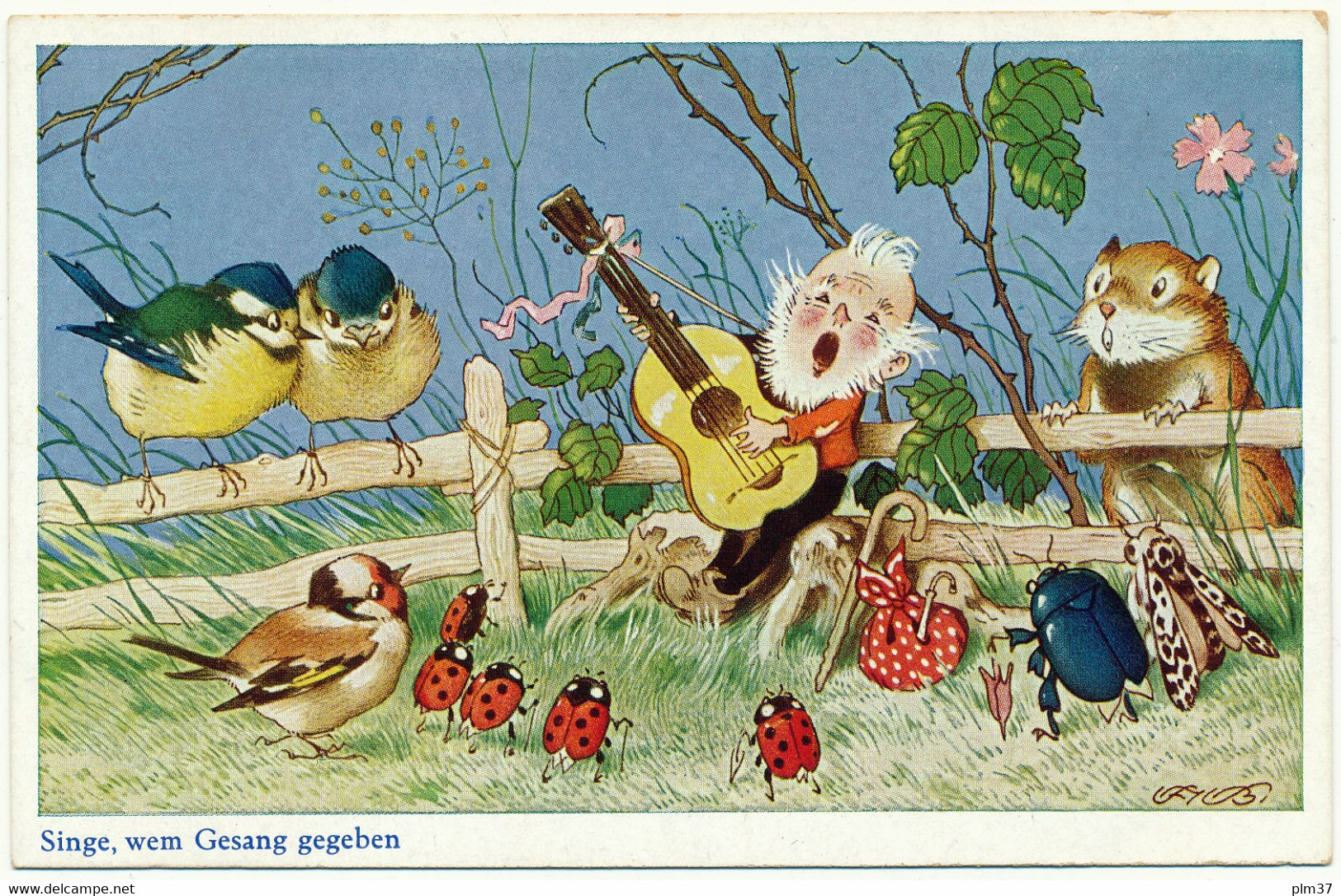 F. BAUMGARTEN - Singe,wem Gesang Gegeben - Gnome, Lutin, Oiseaux, Guitare, Coccinelles - Baumgarten, F.