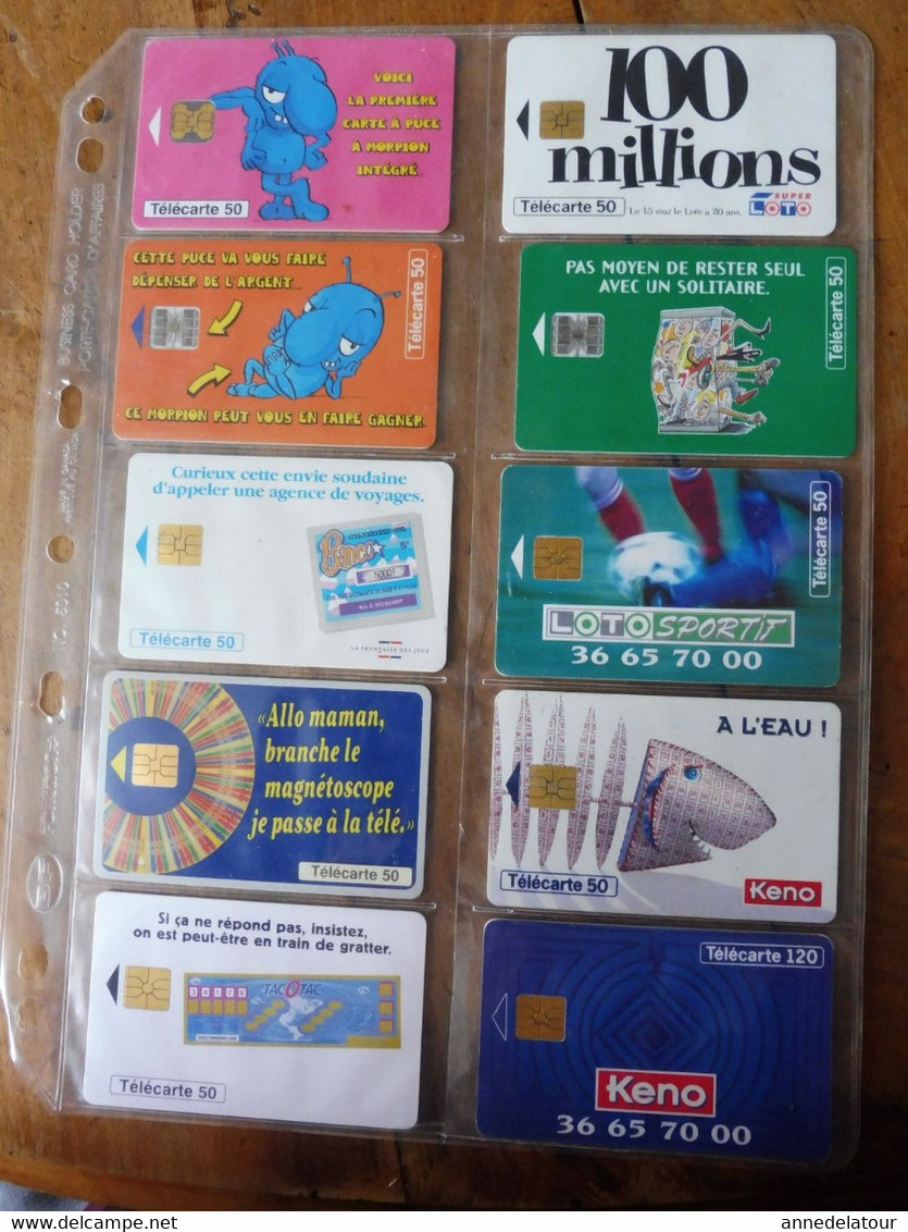 10 Télécartes ( Jeux à Gratter )  FRANCE TELECOM --> Morpion , Banco , Solitaire , Keno , TacOtac , Millionnaire , Loto - Giochi