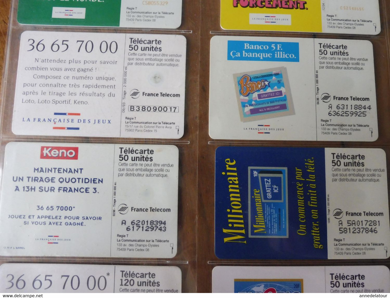 10 télécartes ( jeux à gratter )  FRANCE TELECOM --> Morpion , Banco , Solitaire , Keno , TacOtac , Millionnaire , Loto