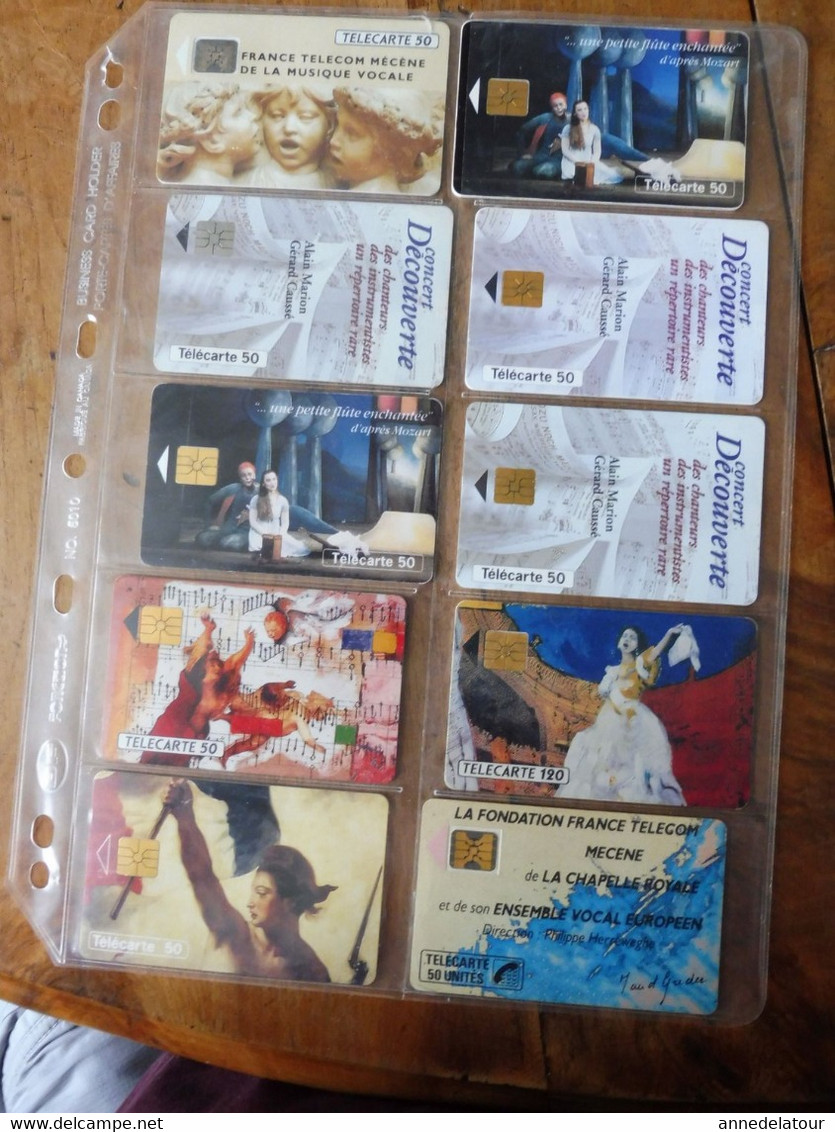 10 Télécartes (musique Vocale, Concert, Une Petite Flûte Enchantée, Tableau Delacroix, Etc )  FRANCE TELECOM - Lots - Collections