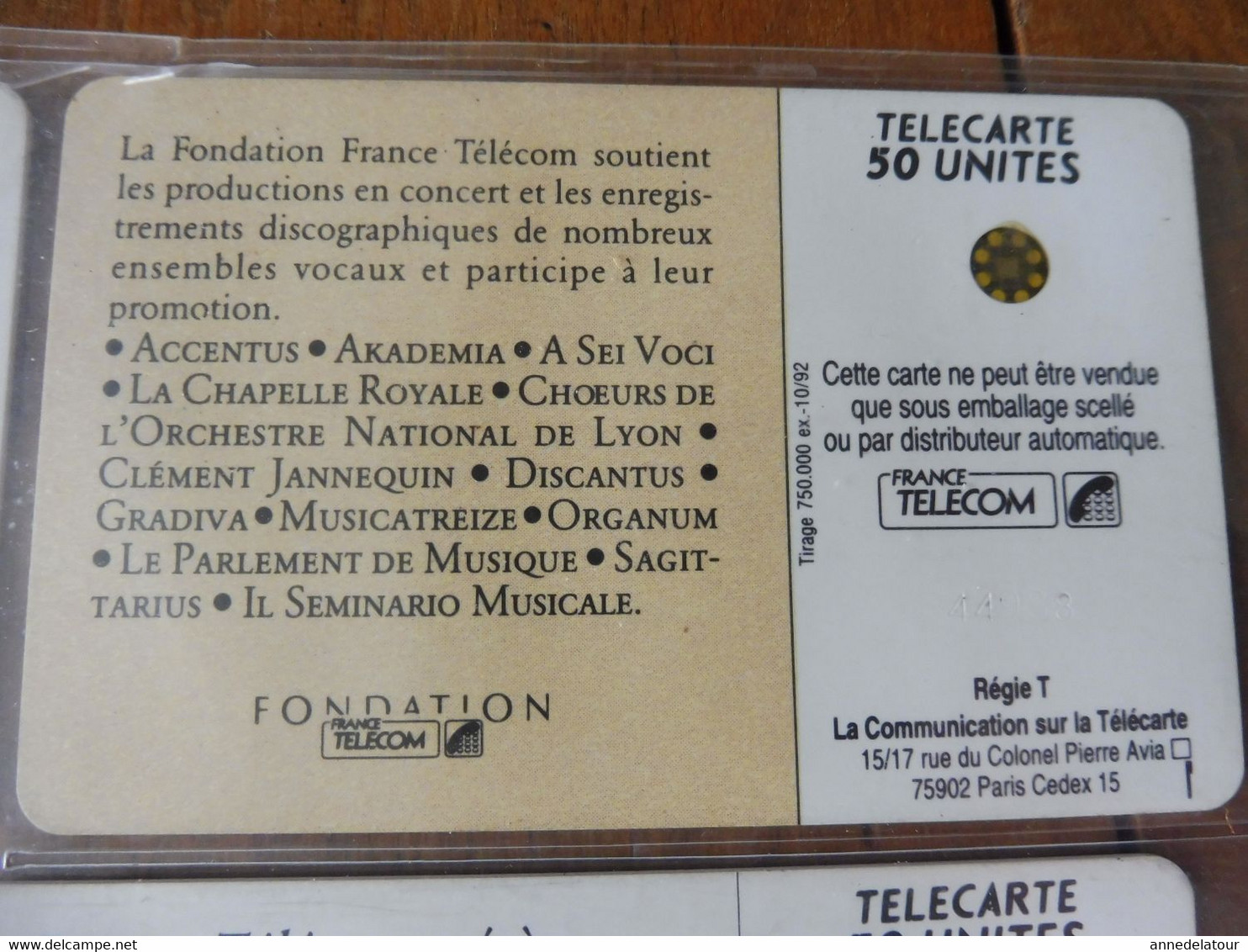 10 télécartes (musique vocale, concert, une petite flûte enchantée, Tableau Delacroix, Etc )  FRANCE TELECOM